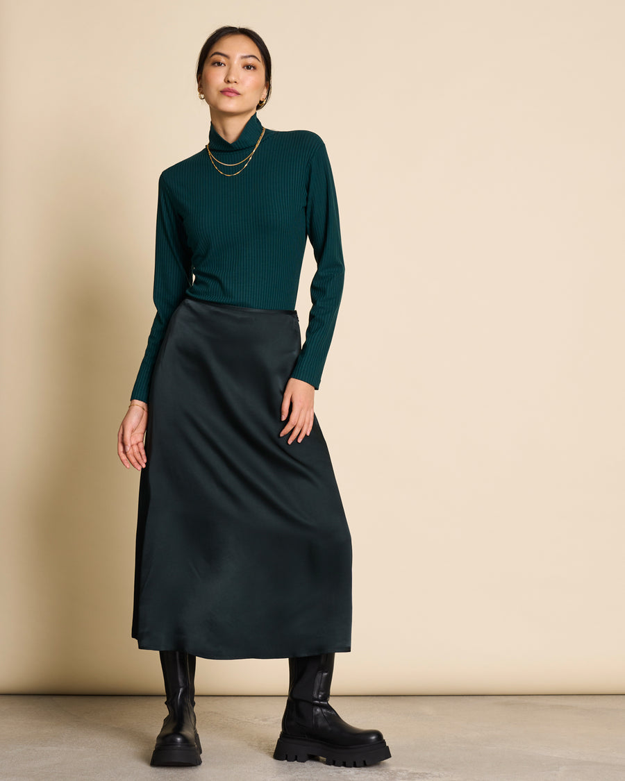 Jupe longue en ecovero | verte "dira bottle green"