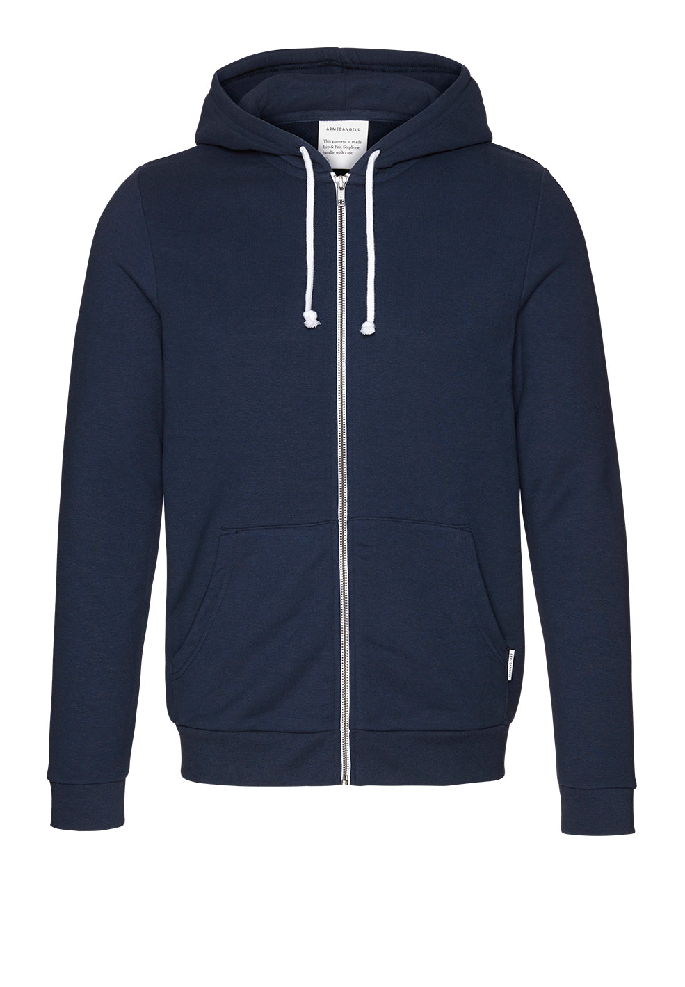 Sweat à capuche zippé marine en coton bio et polyester recyclé - joaa