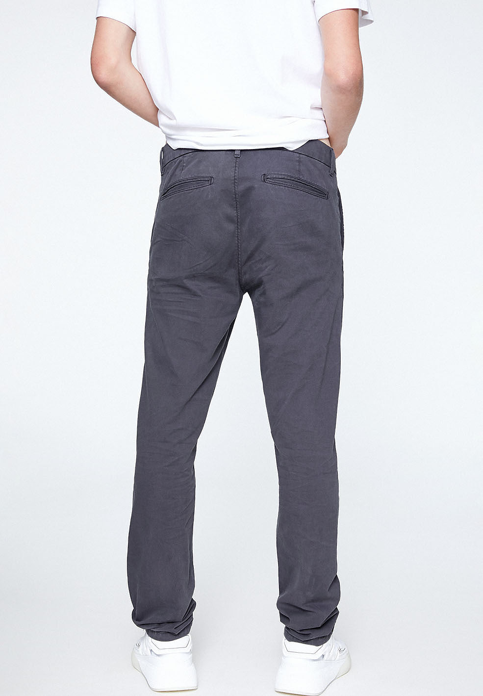 Chino coupe droite gris foncé en coton bio - Edvaan