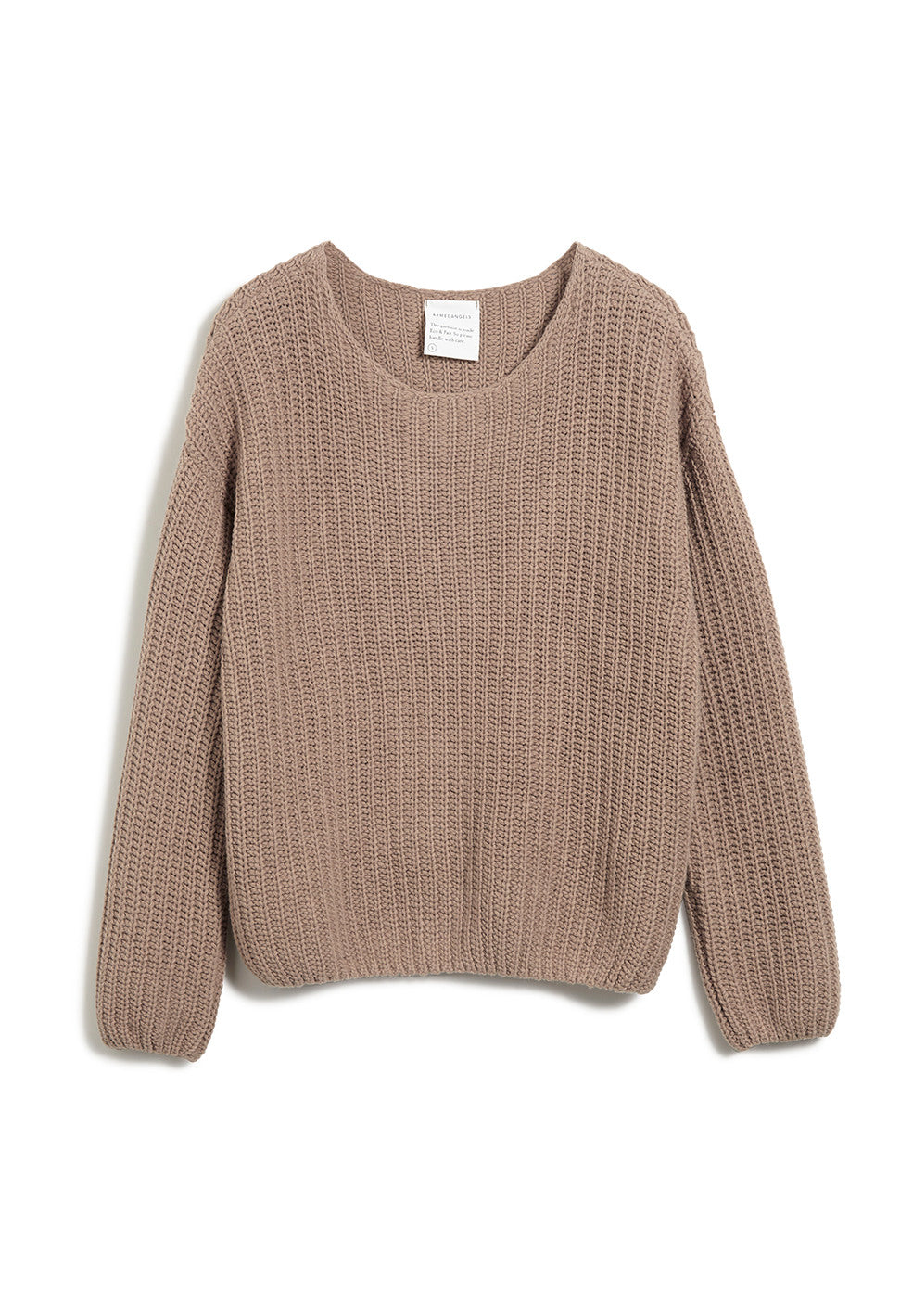 Pull ample beige foncé maille en coton et laine bio - saadie
