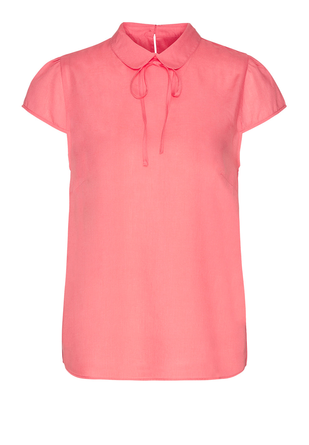 Blouse col claudine rose en tencel - Elinaa
