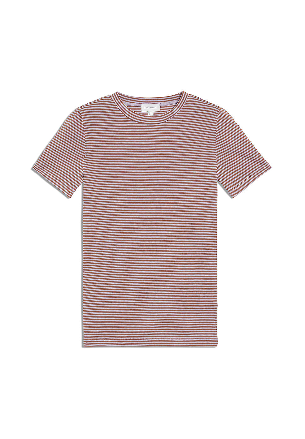 T-shirt rayures lila et marron en coton bio - Lidaa