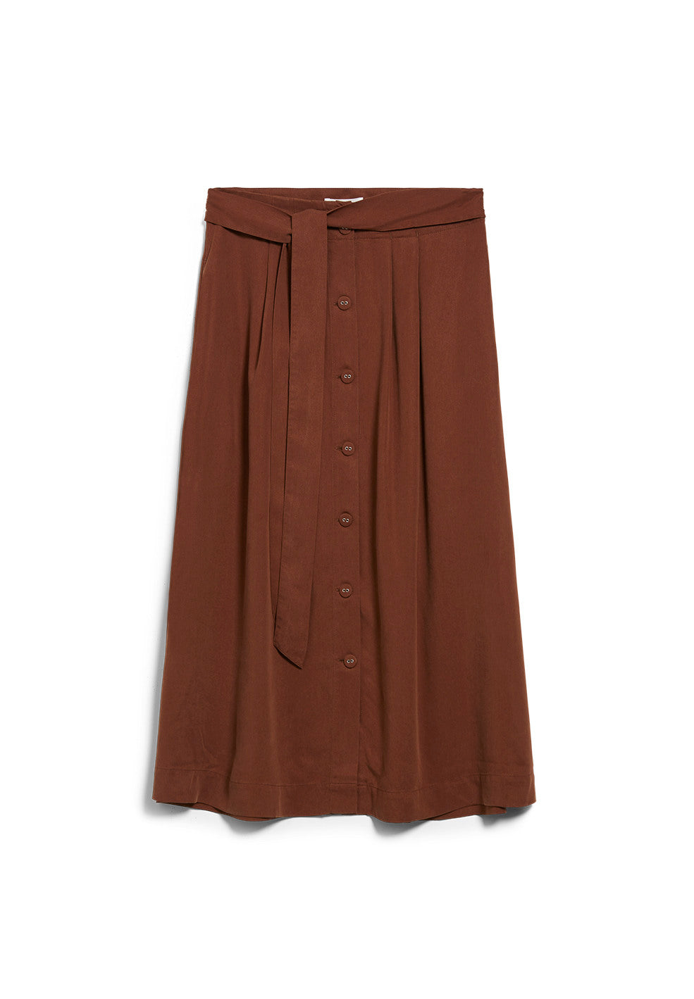 Jupe longue boutonnée marron en tencel - Juliaana