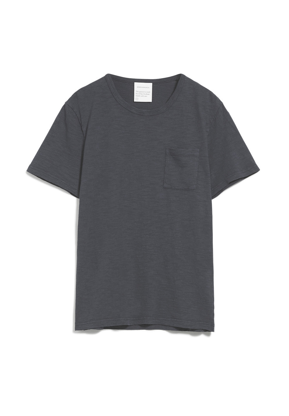 T-shirt avec poche gris chiné foncé en coton bio - Paaul pocket