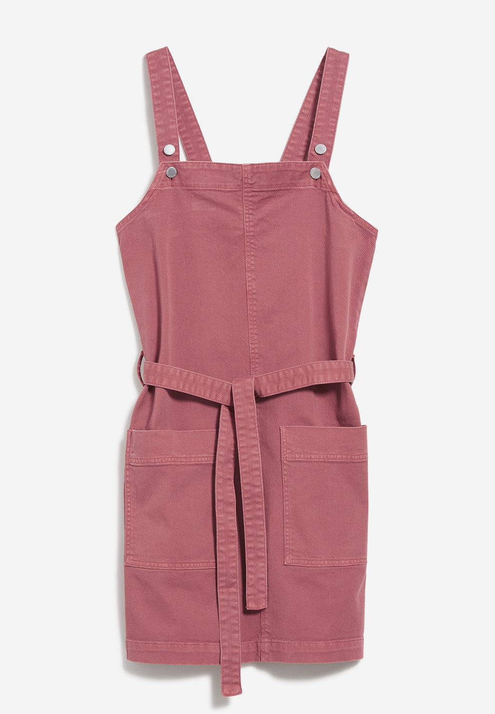 Robe salopette cintrée rose en coton bio - Leoniaa