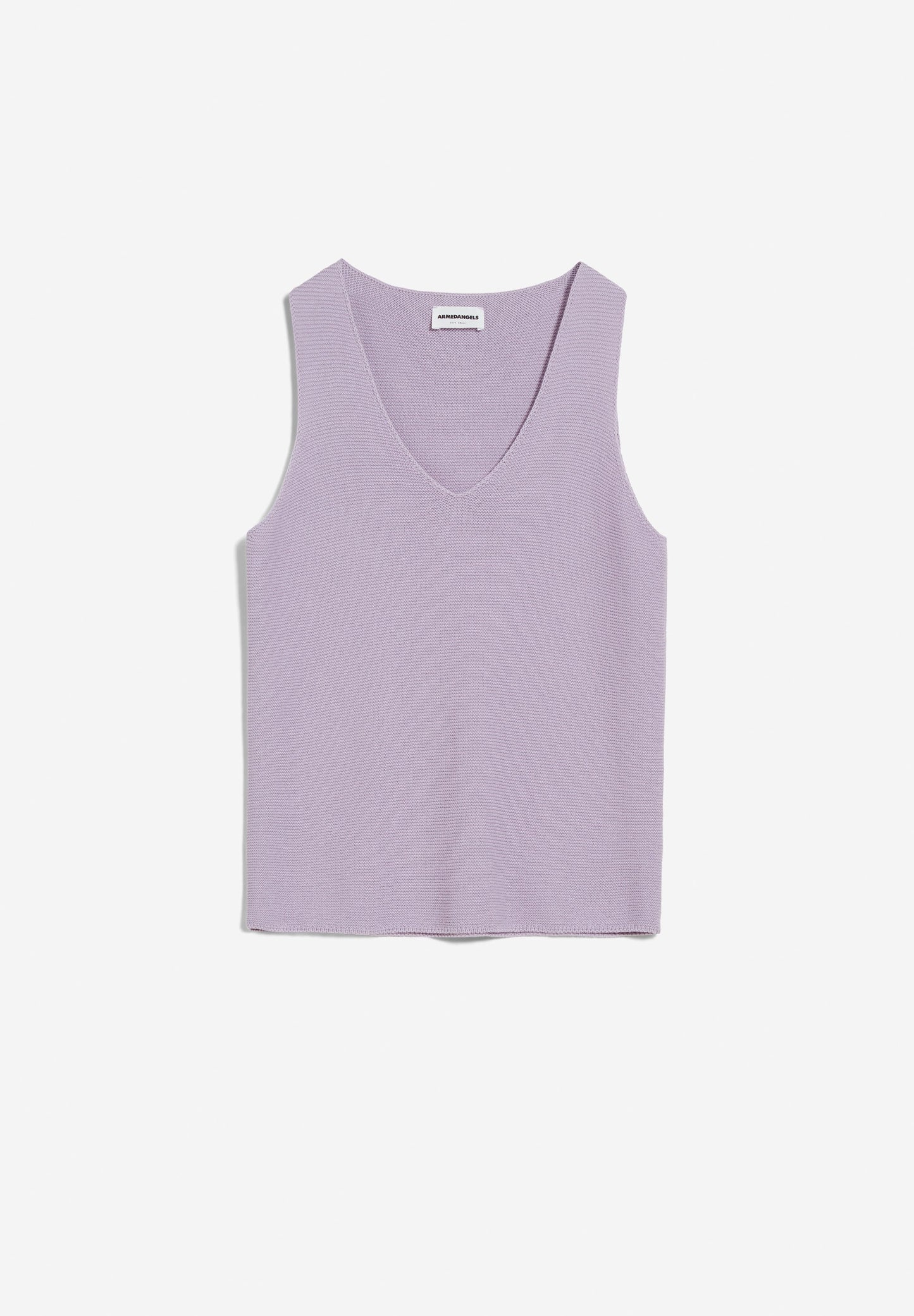 Top maille col v lilas en coton bio - wilmaa purple noise