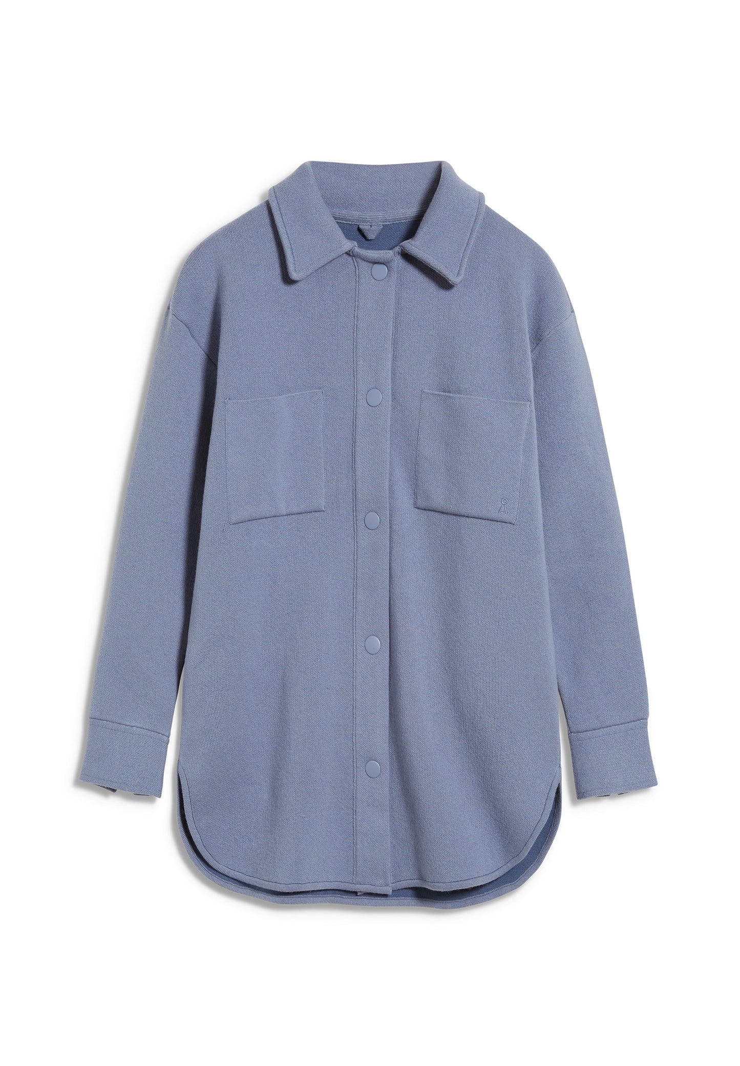 Veste molletonnée bleu ciel en coton et laine bio - almaraa light shadow blue
