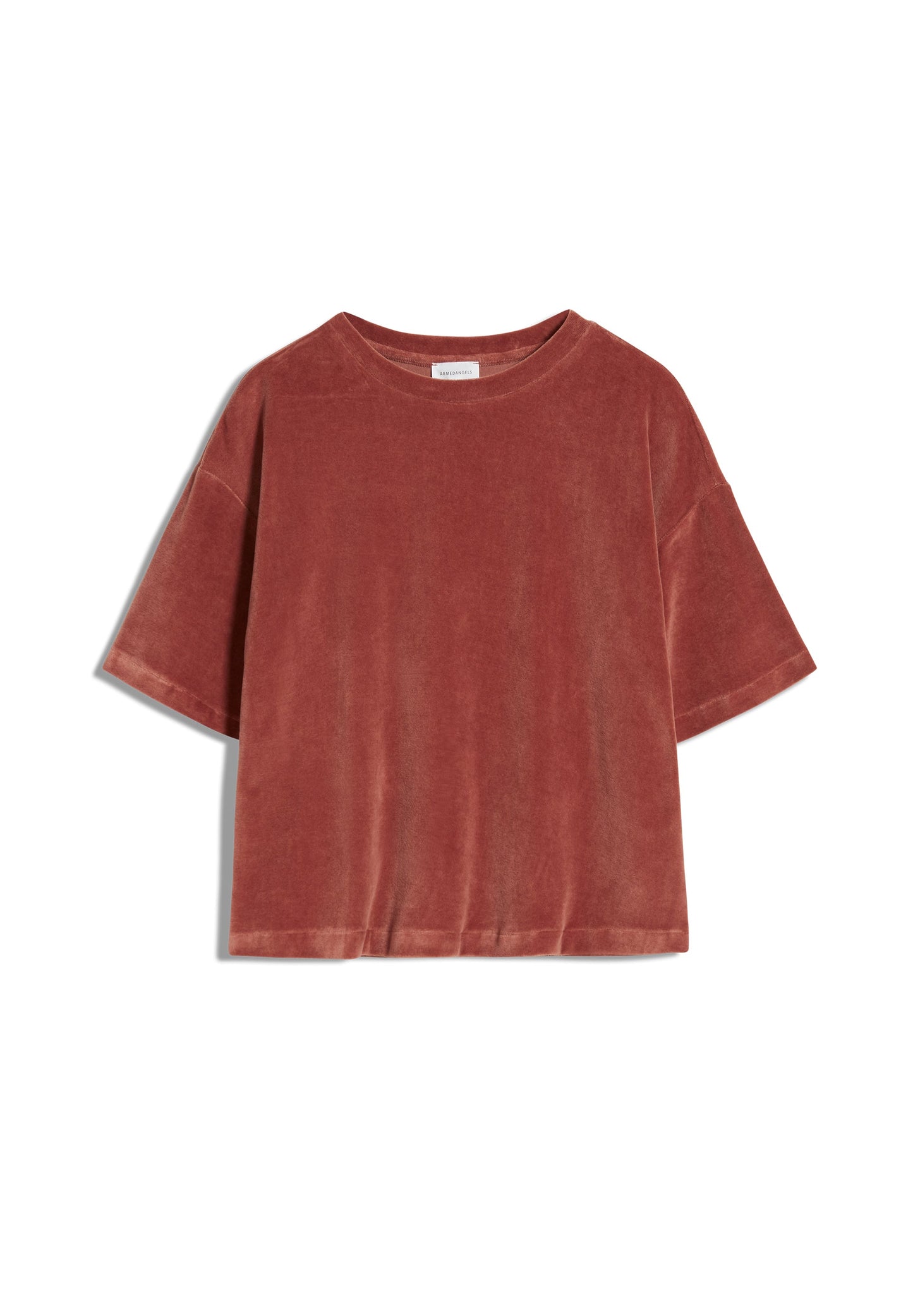 T-shirt ample velours vieux rose en coton bio - maarli copper glow