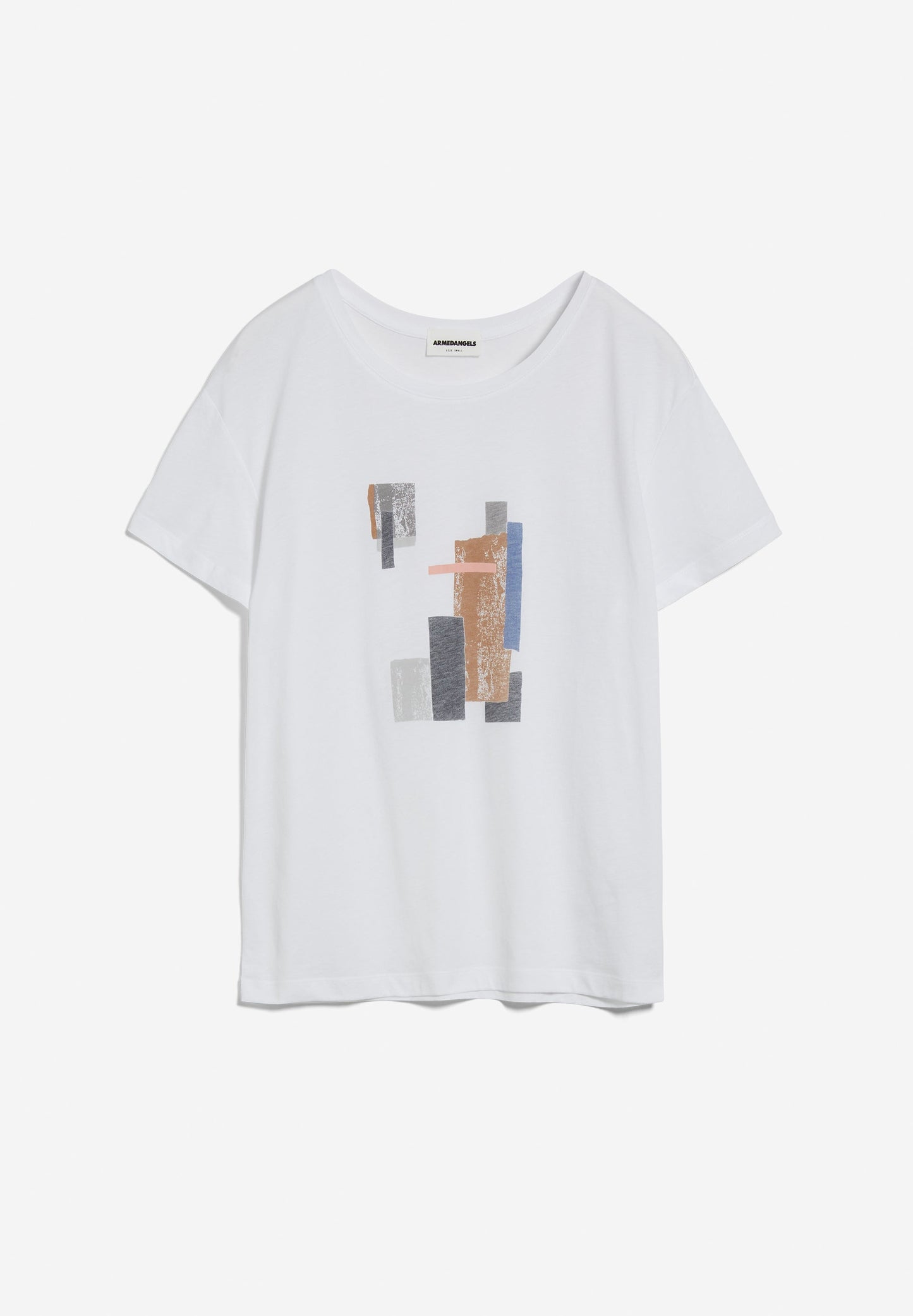 T-shirt blanc à motifs en coton bio - nelaa squares