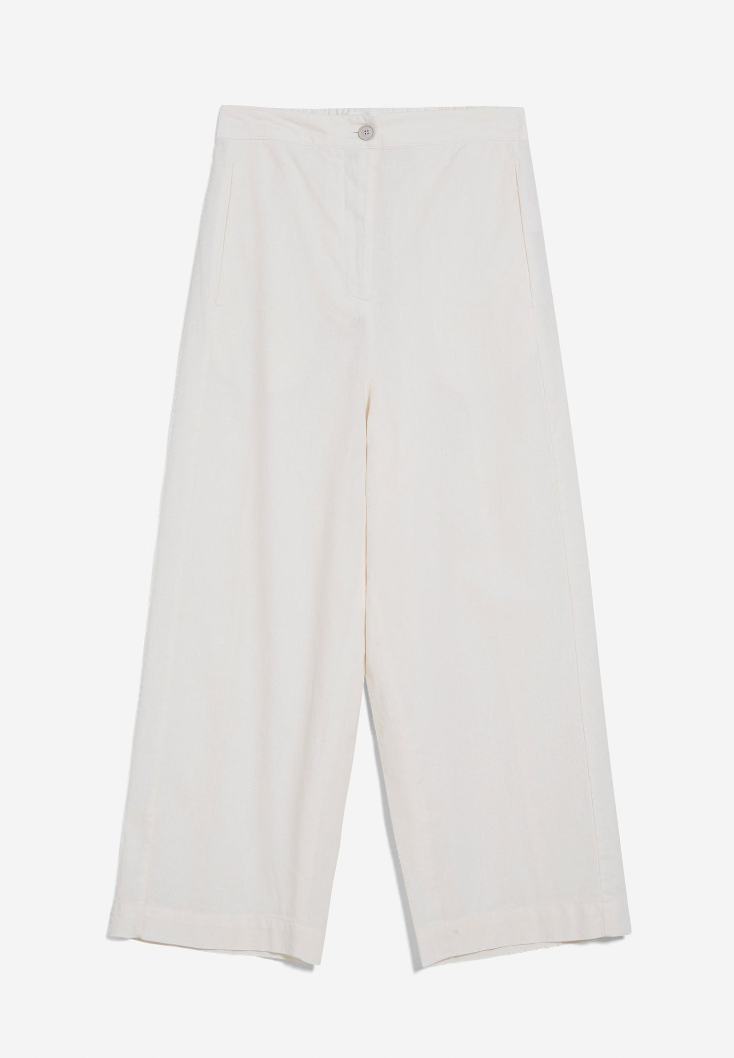 Pantalon 7/8ème large blanc en coton bio et lin - karunaa lino off white