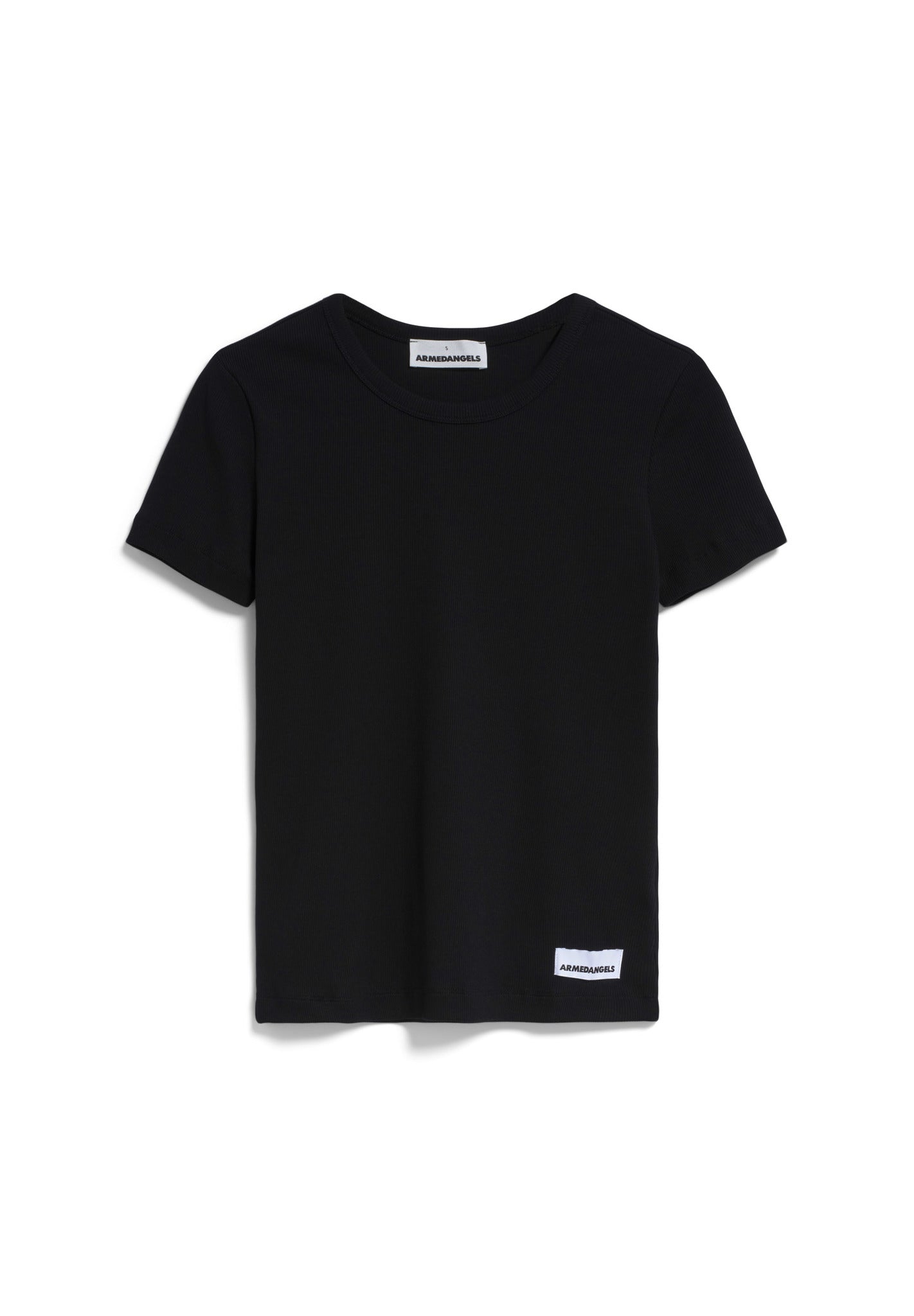 T-shirt côtelé en coton bio | noir "kardaa black"
