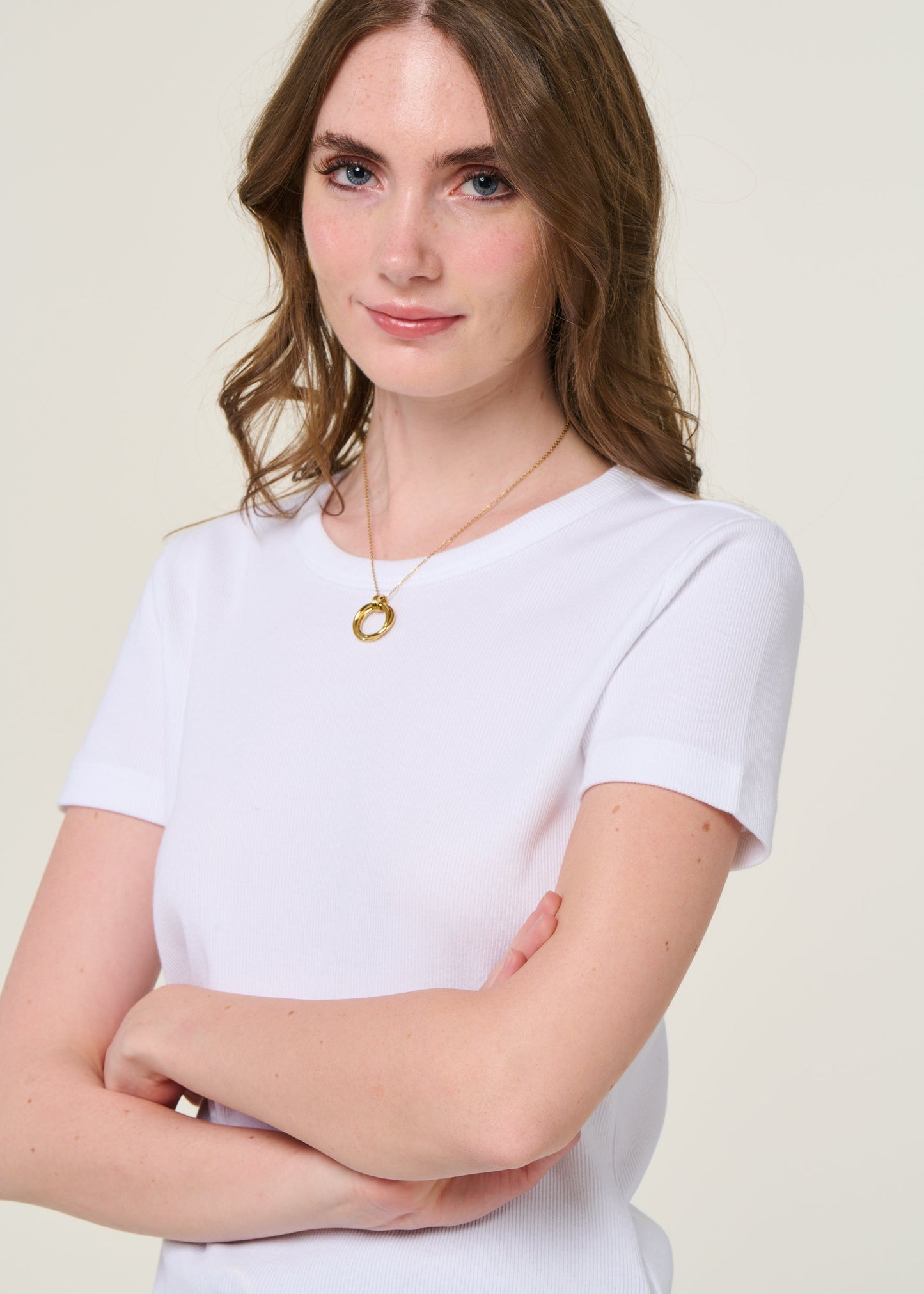 T-shirt côtelé en coton bio | blanc "kardaa white"