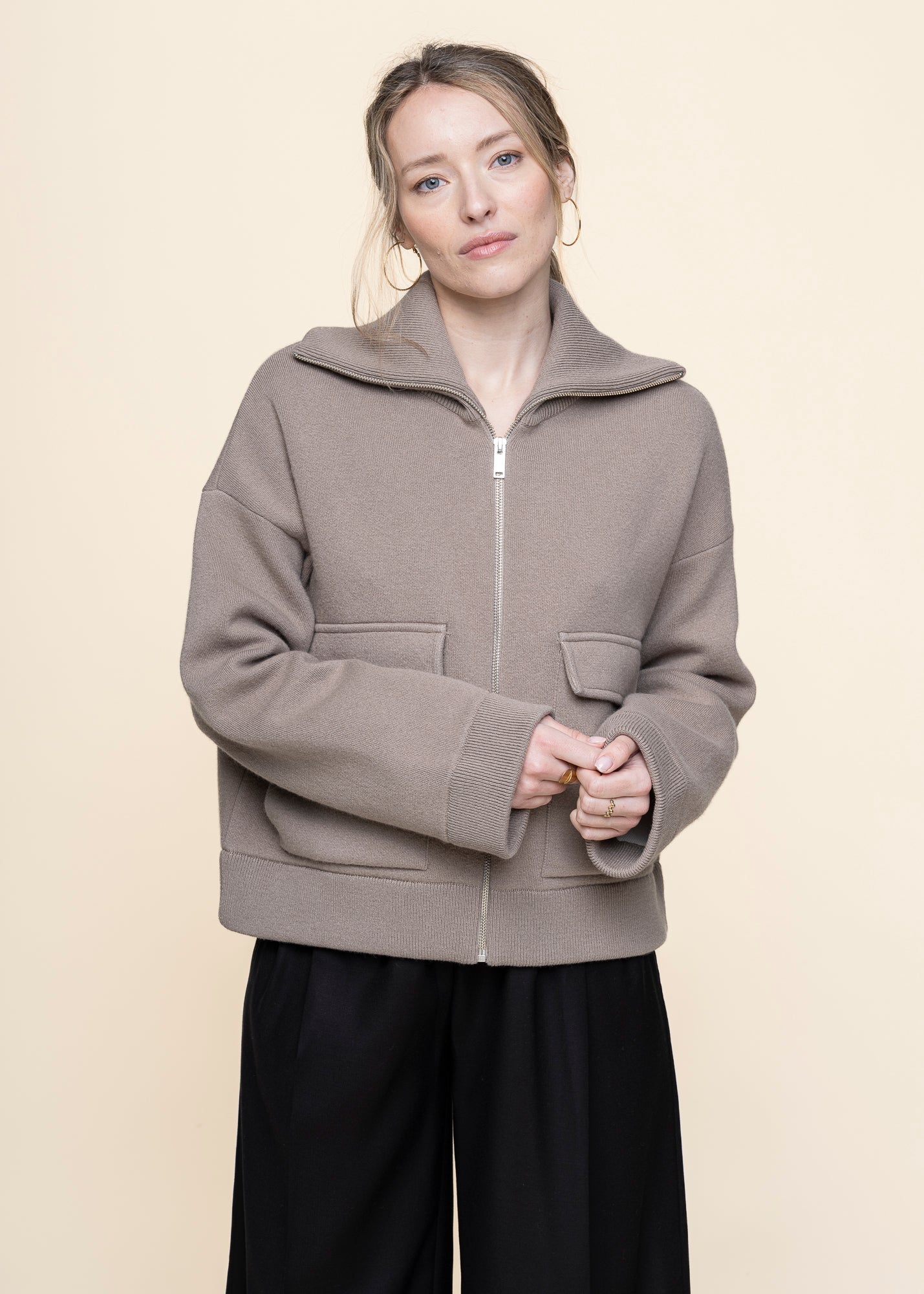 Veste en coton et laine bio | marron "joaniaas - shiitake"