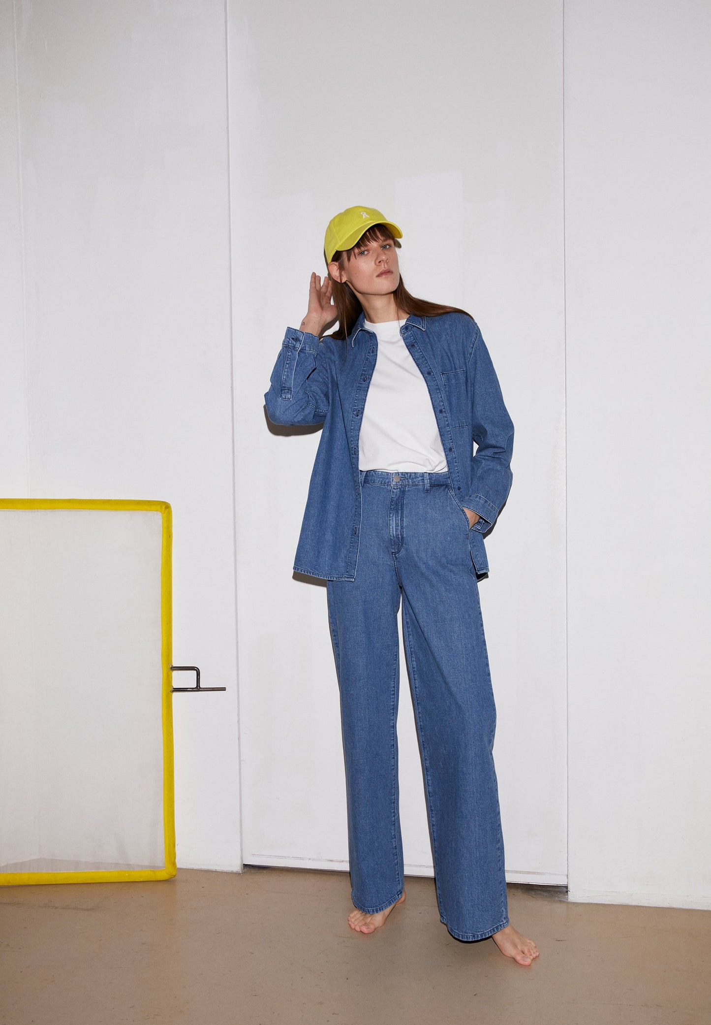 Chemise en jean en coton bio et matière recyclée | bleu "jeaanne demi iced indigo"