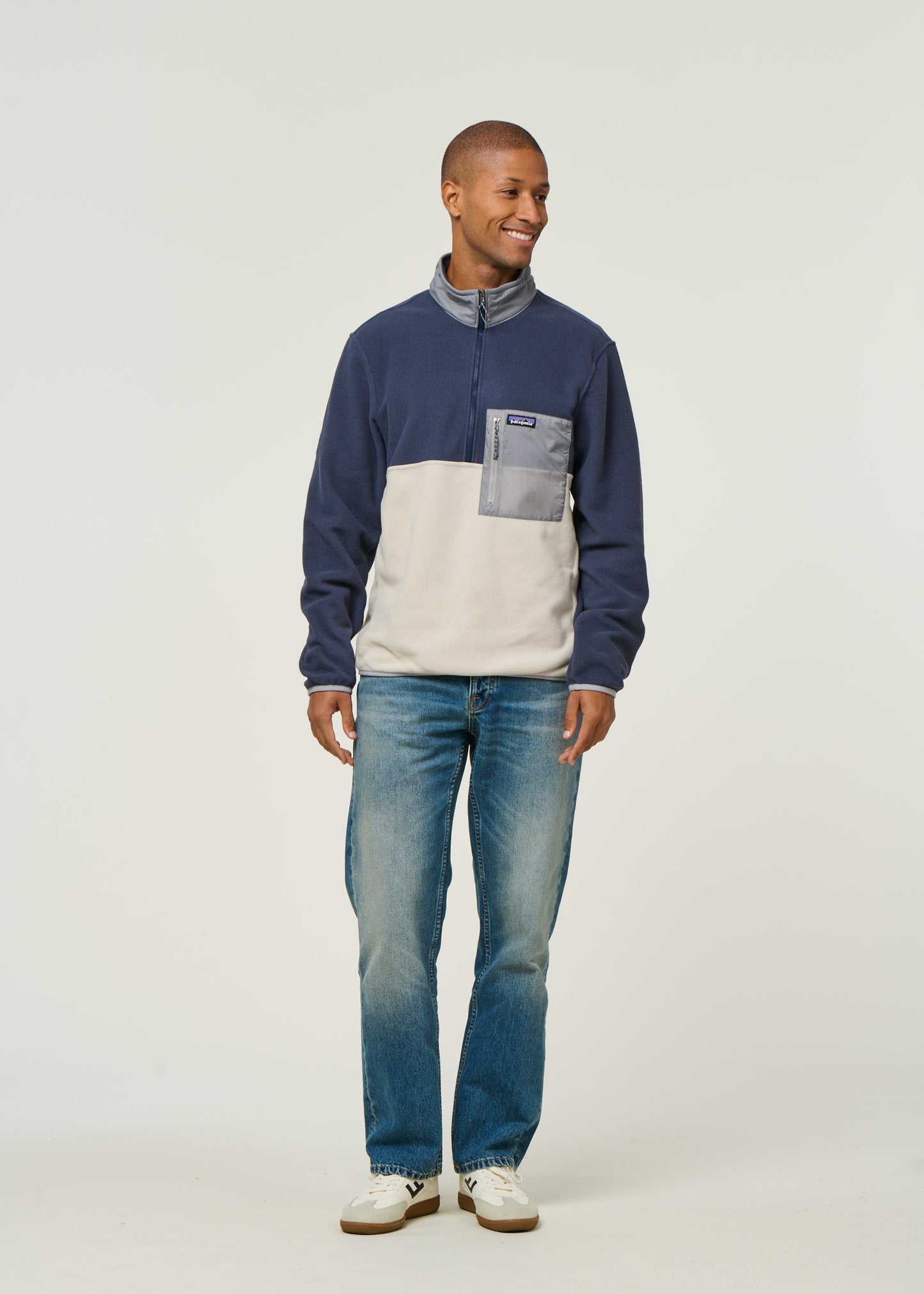 Polaire col zippé en recyclé | bicolore "microdini 1/2 zip p/o - plcn"