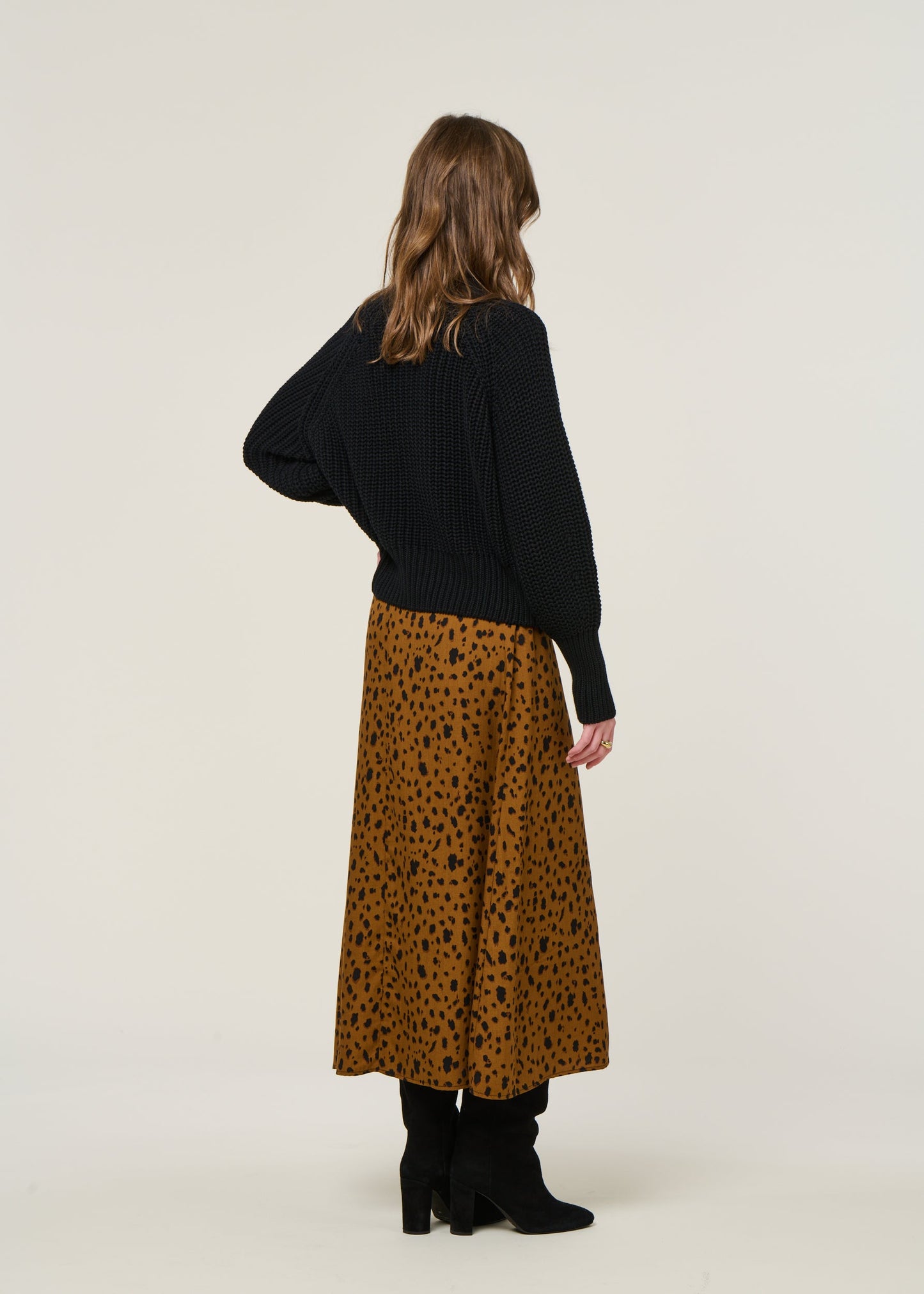 Jupe longue en tencel | "wolaaria leopaa - dark camel"