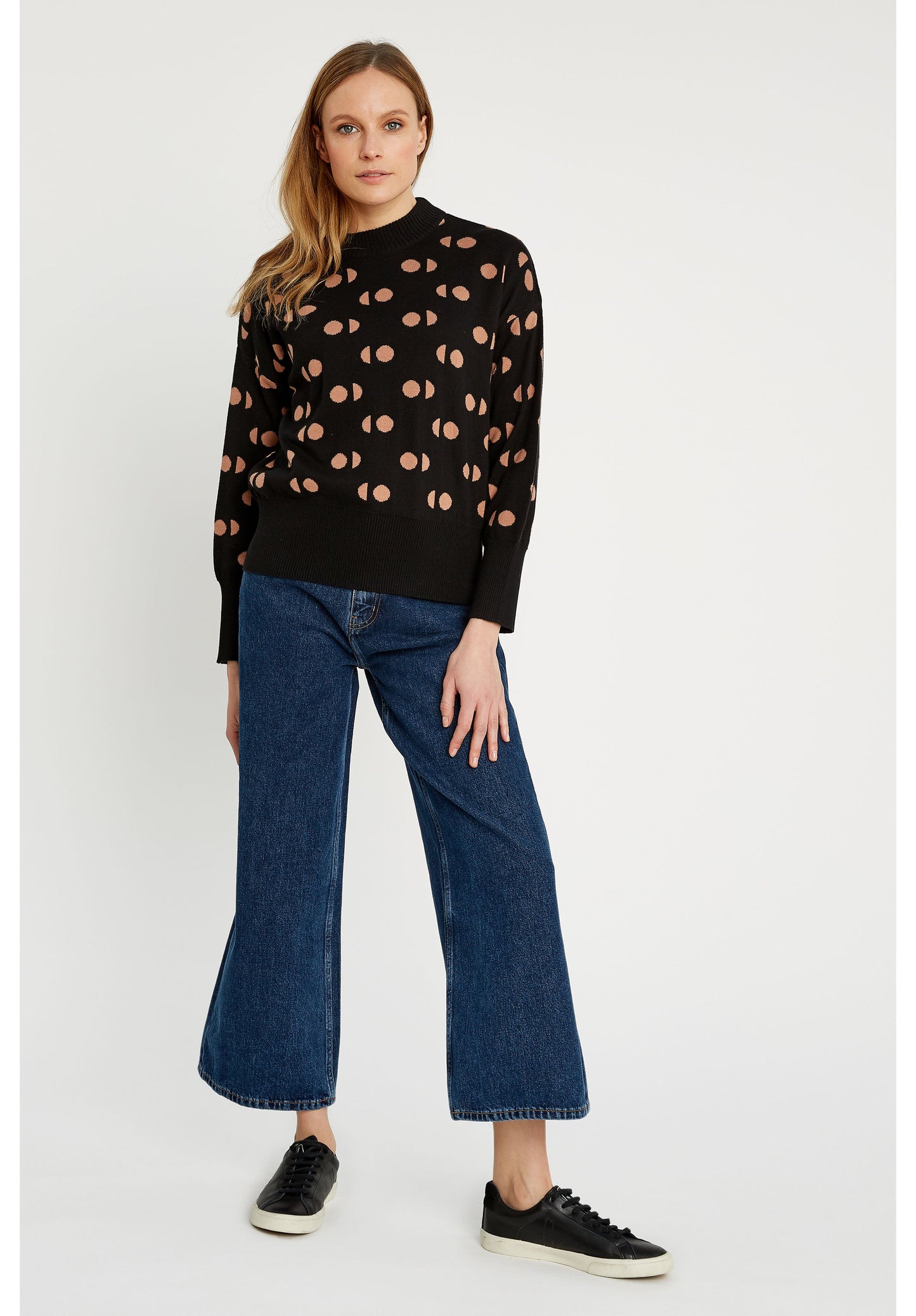 Pull à motifs noir en coton bio - emilia