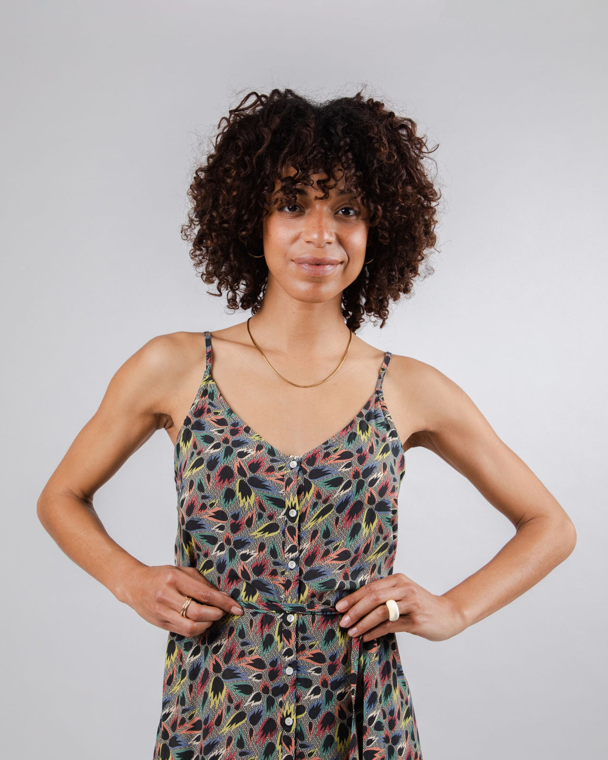 Robe longue en ecovero | multicolore "flames strap dress ecru multicolor"