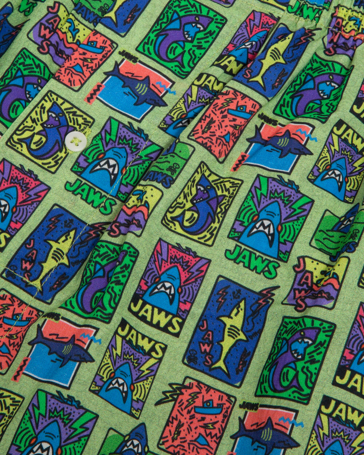 Caleçon en coton bio | vert à motifs "jaws boxer green"
