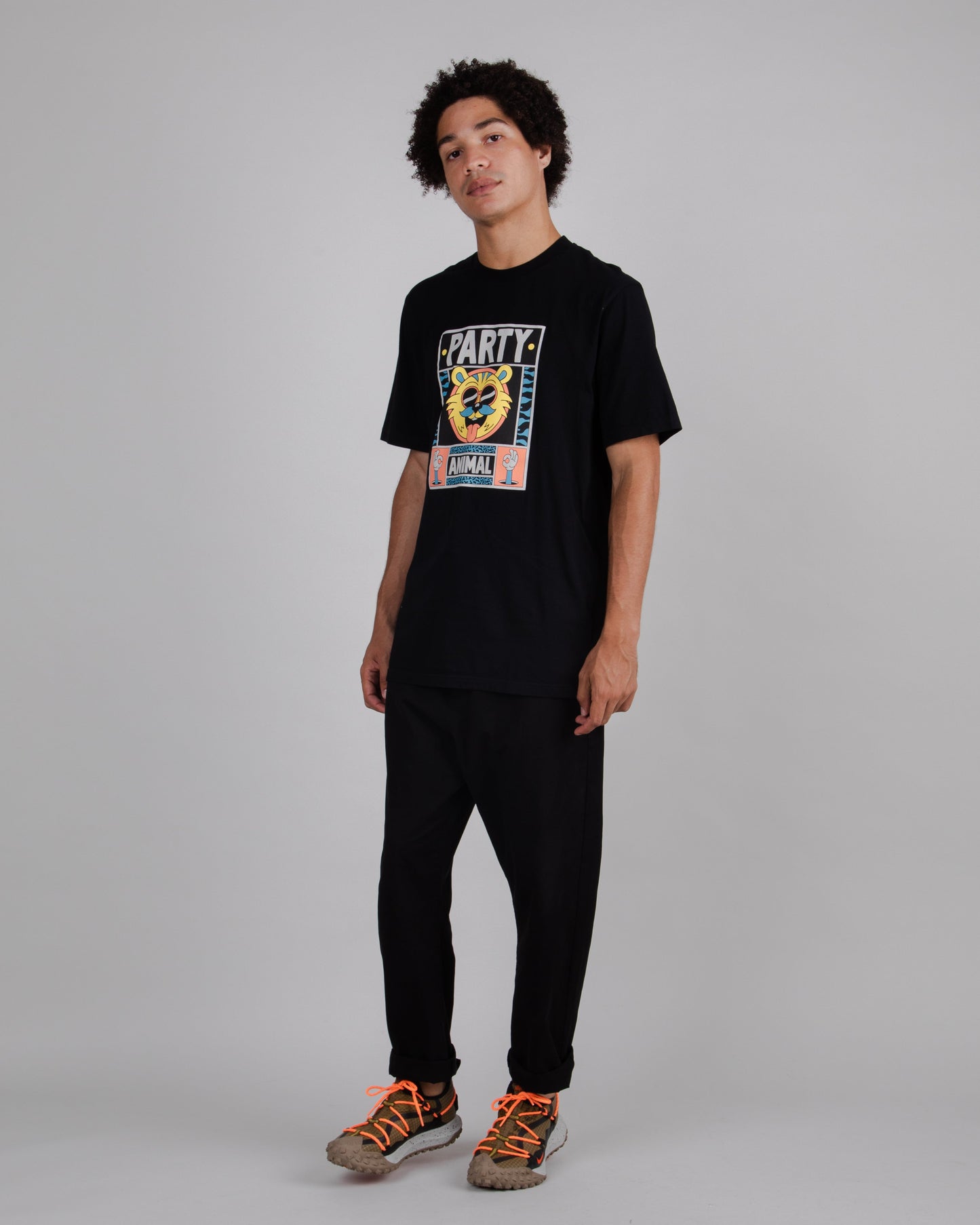 T-shirt en coton bio | noir "yeye party regular t-shirt black black"
