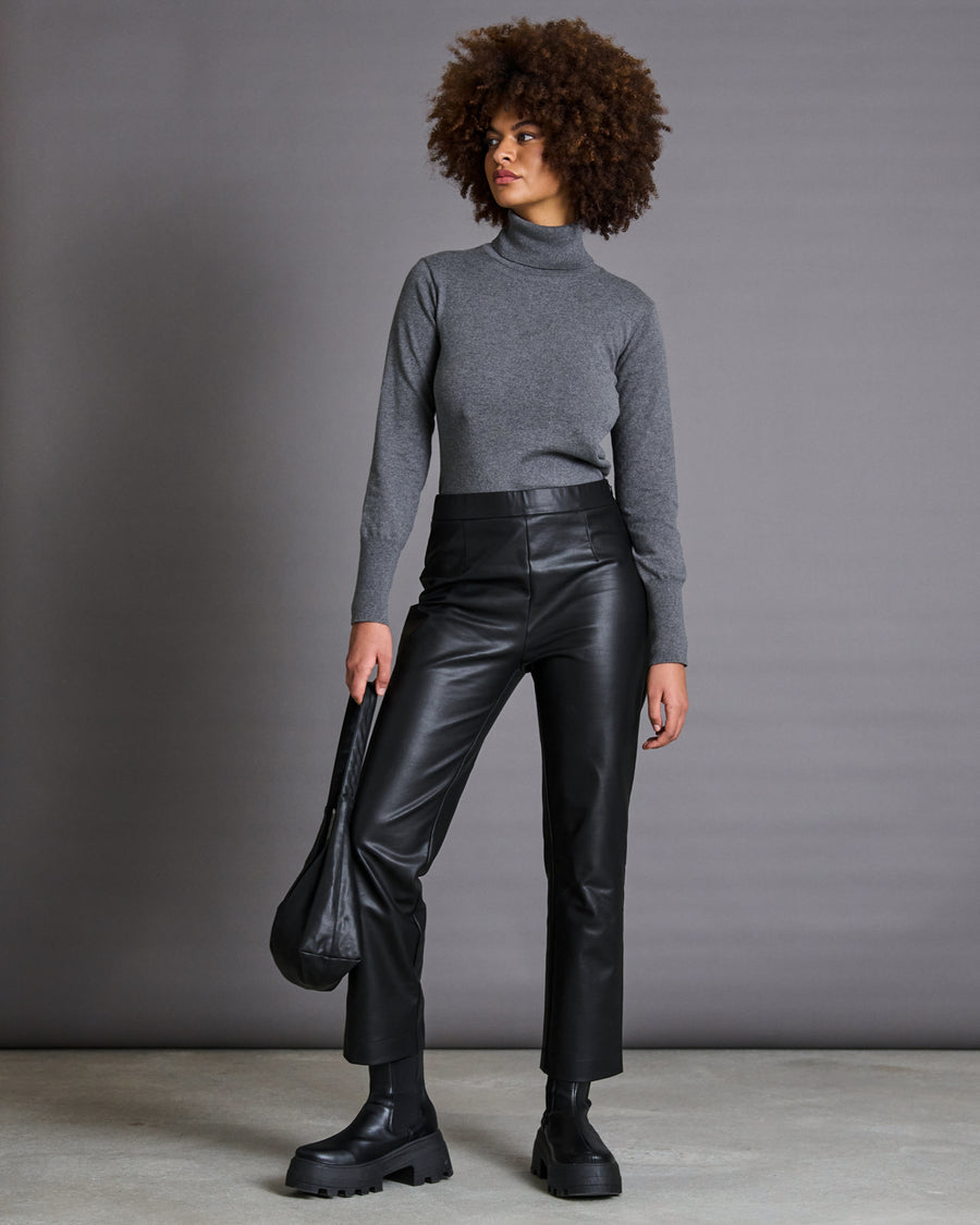 Col roulé gris en coton bio - elsa - dark grey