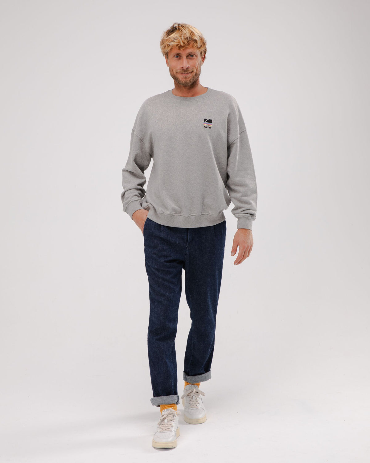 Sweat en coton bio | gris motif Kodak "kodak color oversize sweatshirt grey melange"