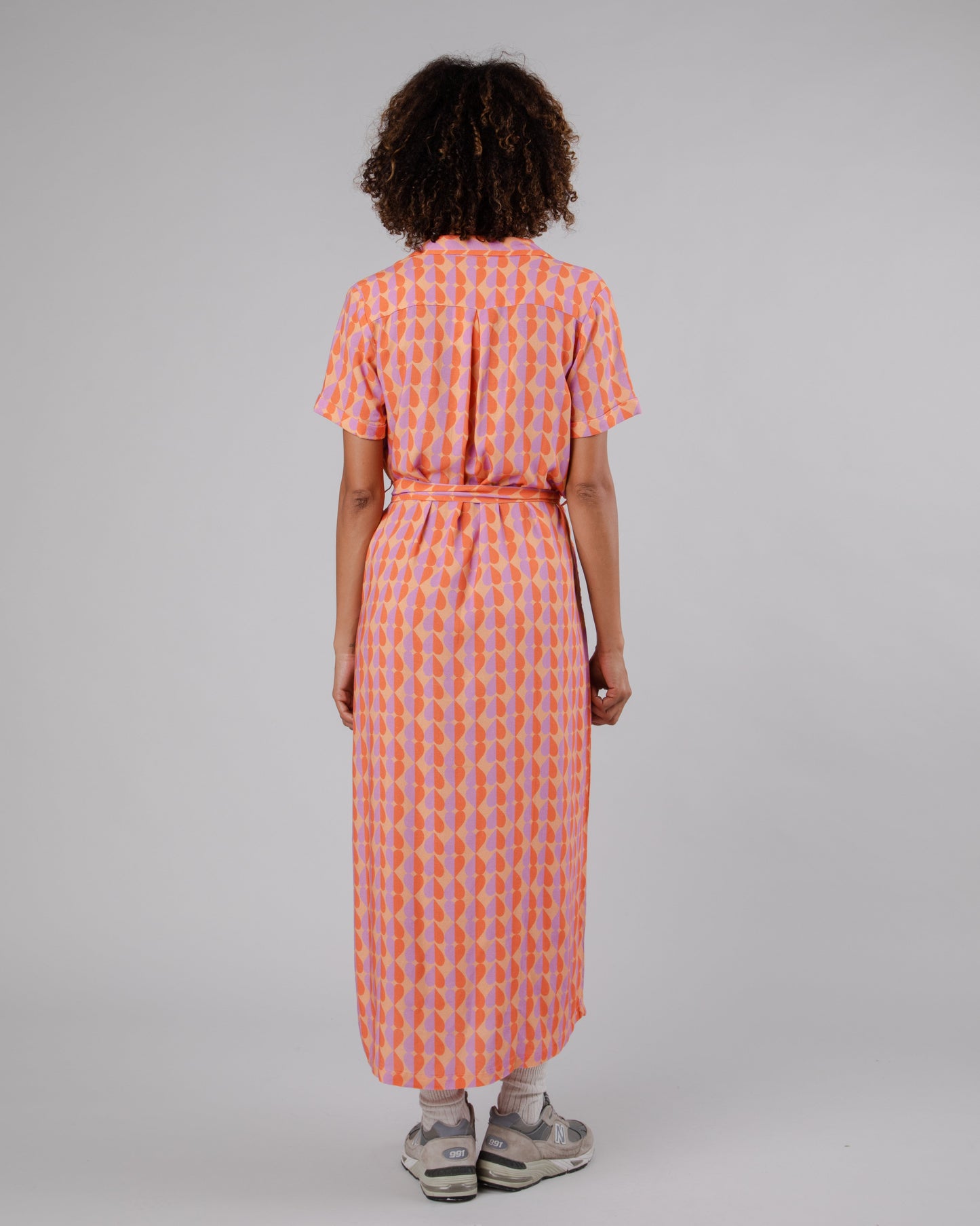 Robe longue en ecovero et lin | multicolore "gummie long dress apricot"