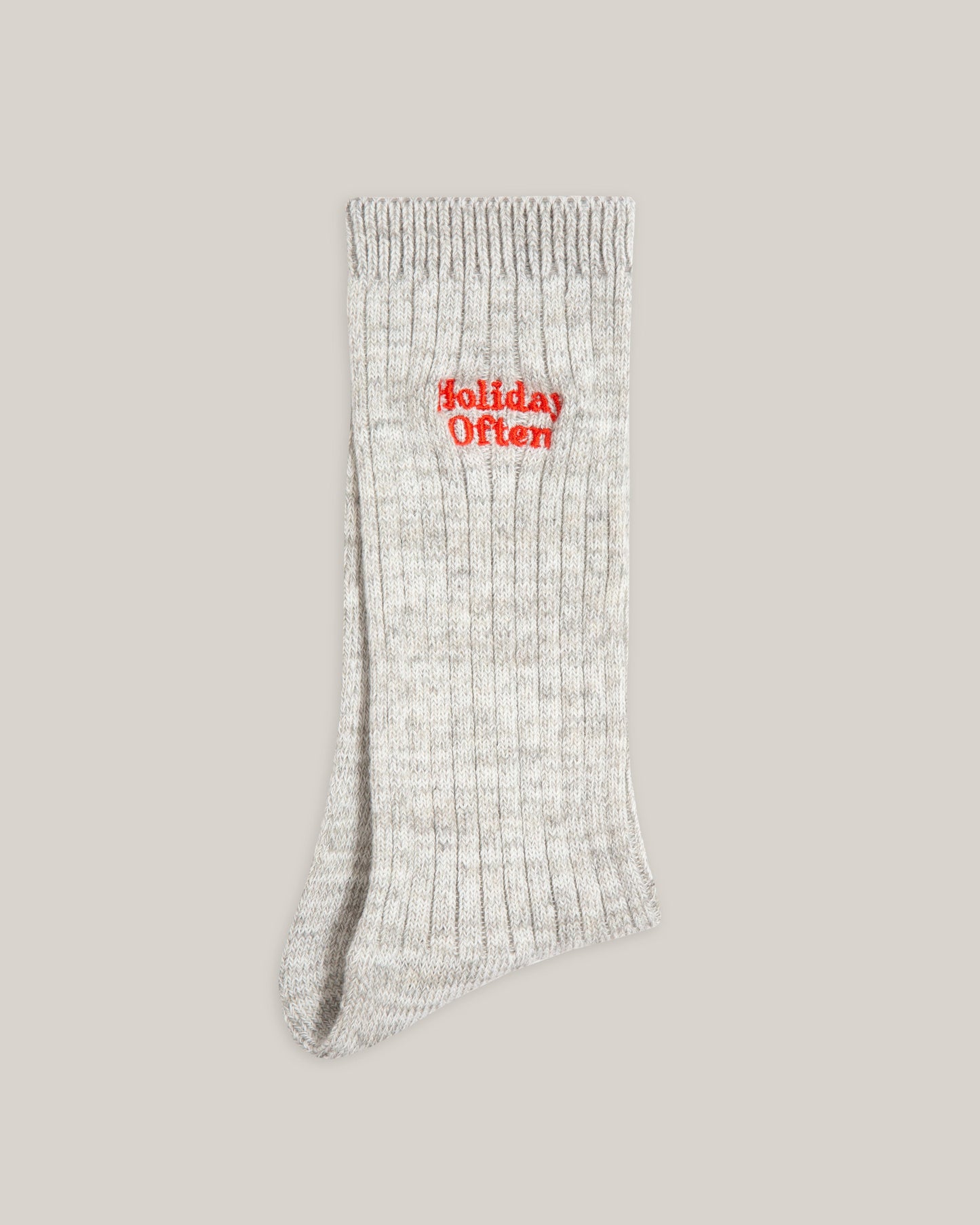 Chaussettes hautes brodées en coton bio | gris "holiday ribbed socks off white white"