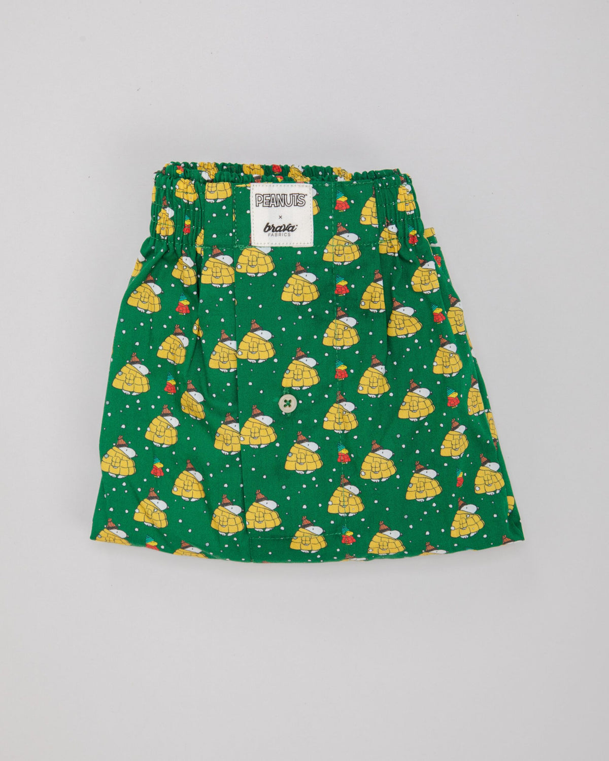 caleçon en coton bio | vert "peanuts snow cotton boxers green"