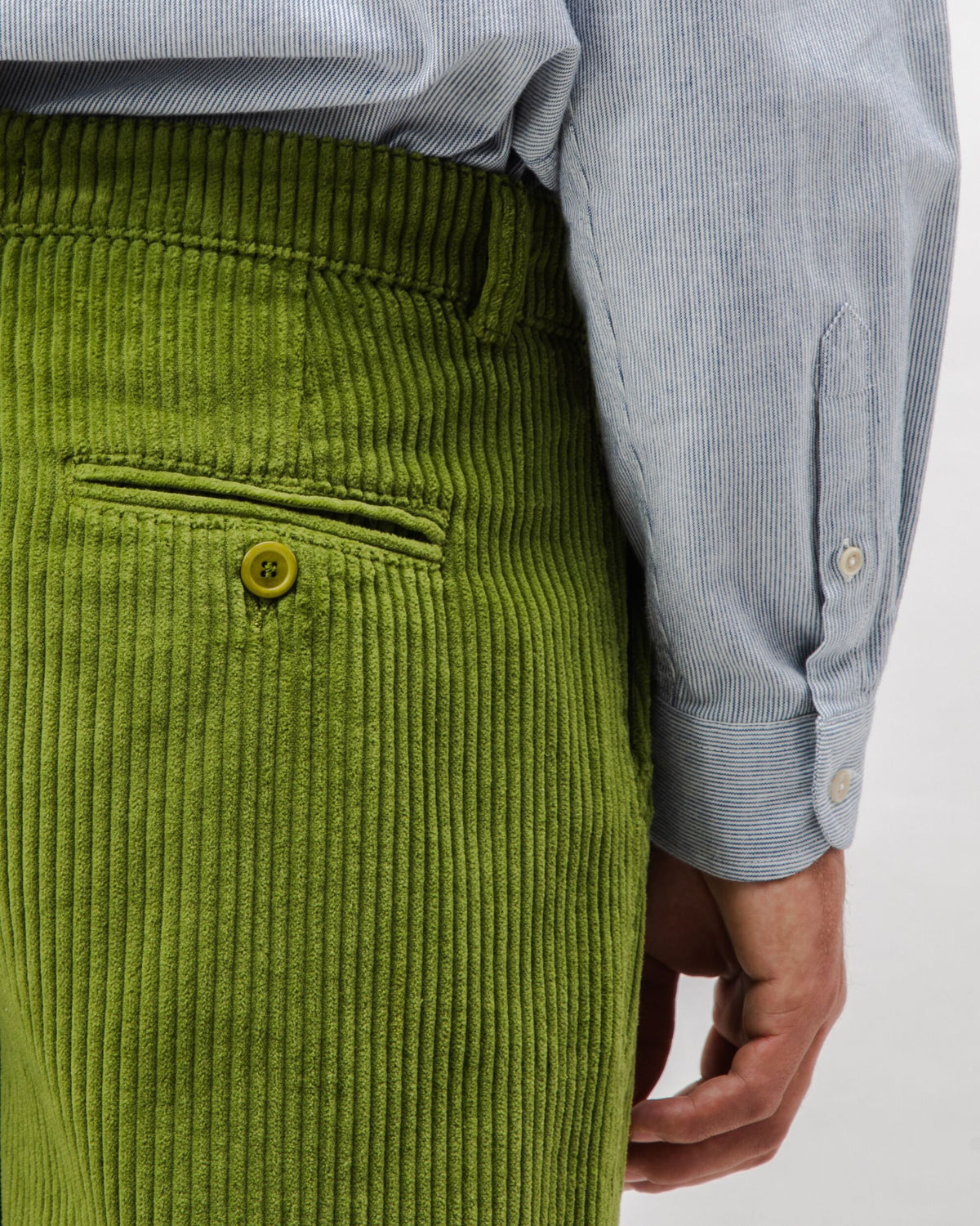 Pantalon droit en coton biologique | vert "corduroy pleated chino pants green - green"