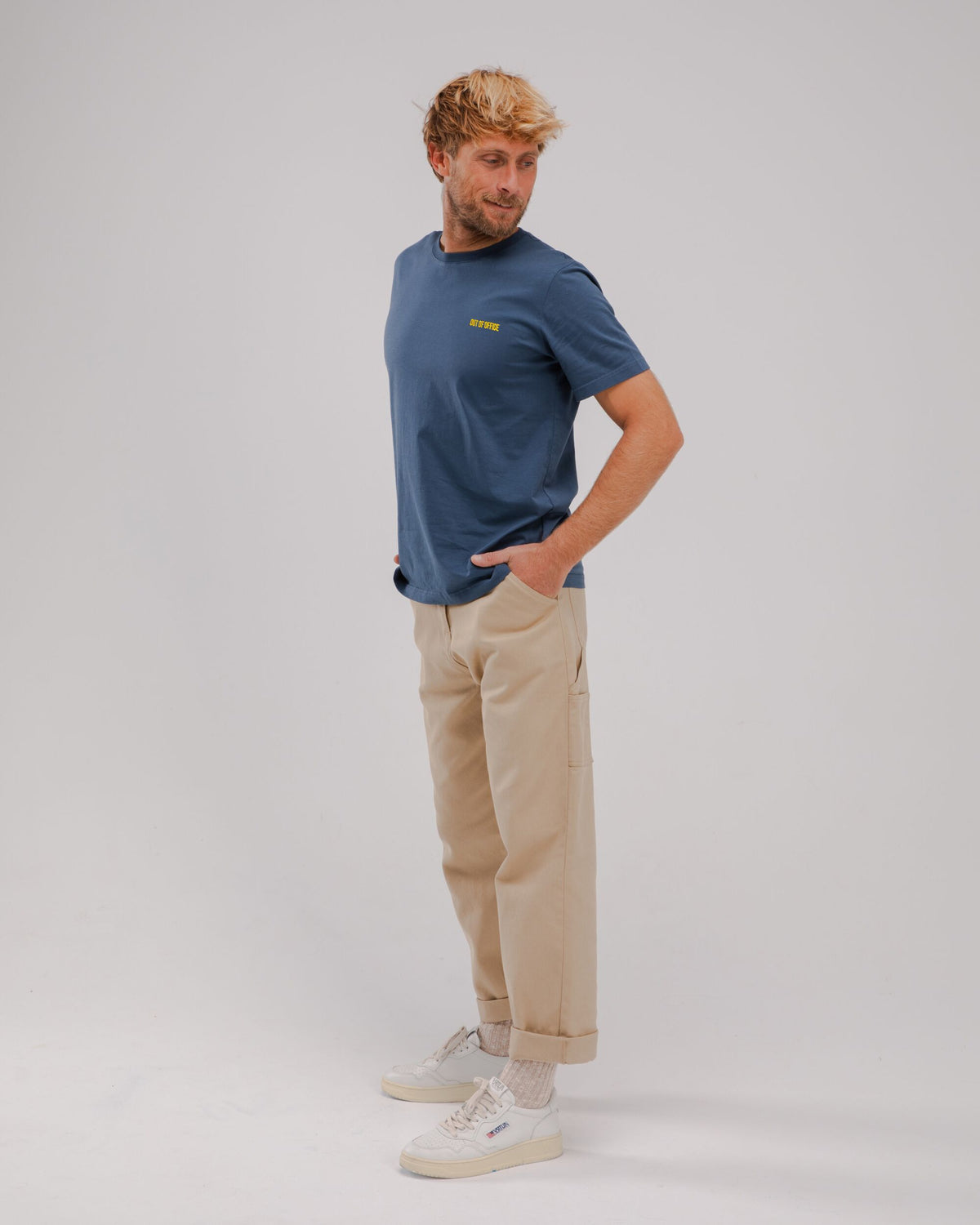 T-shirt en coton bio | bleu "Out of office cotton t-shirt"