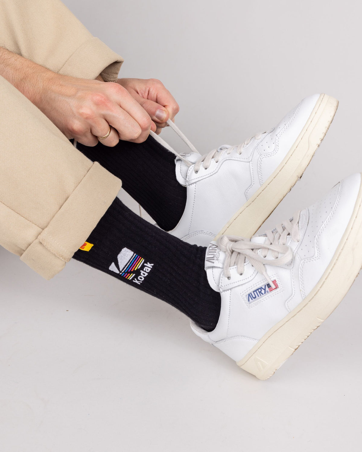 Chaussettes en coton biologique | noir "kodak socks black - black"