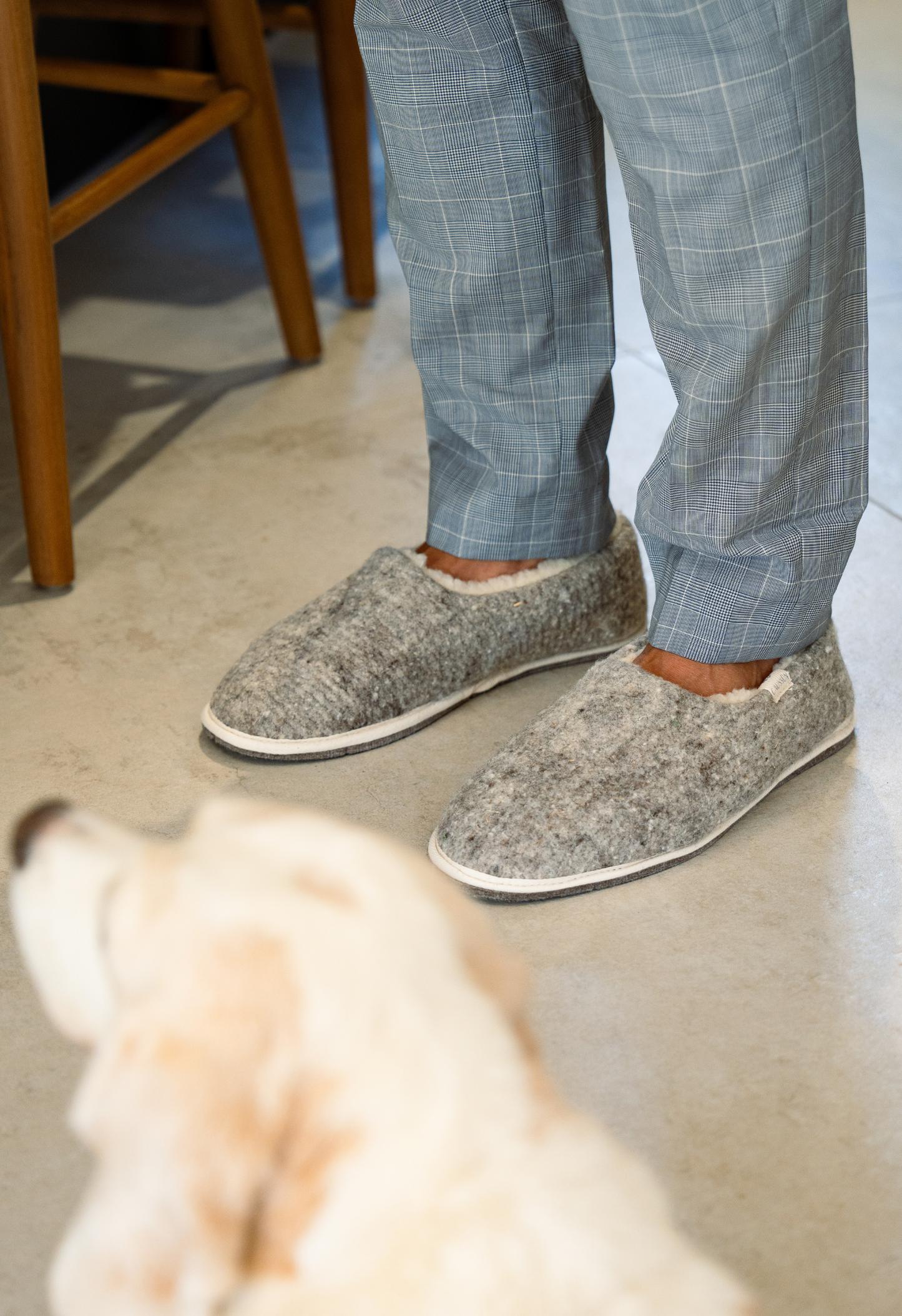 Chaussons en laine francaise | gris clair "marcel cendré"