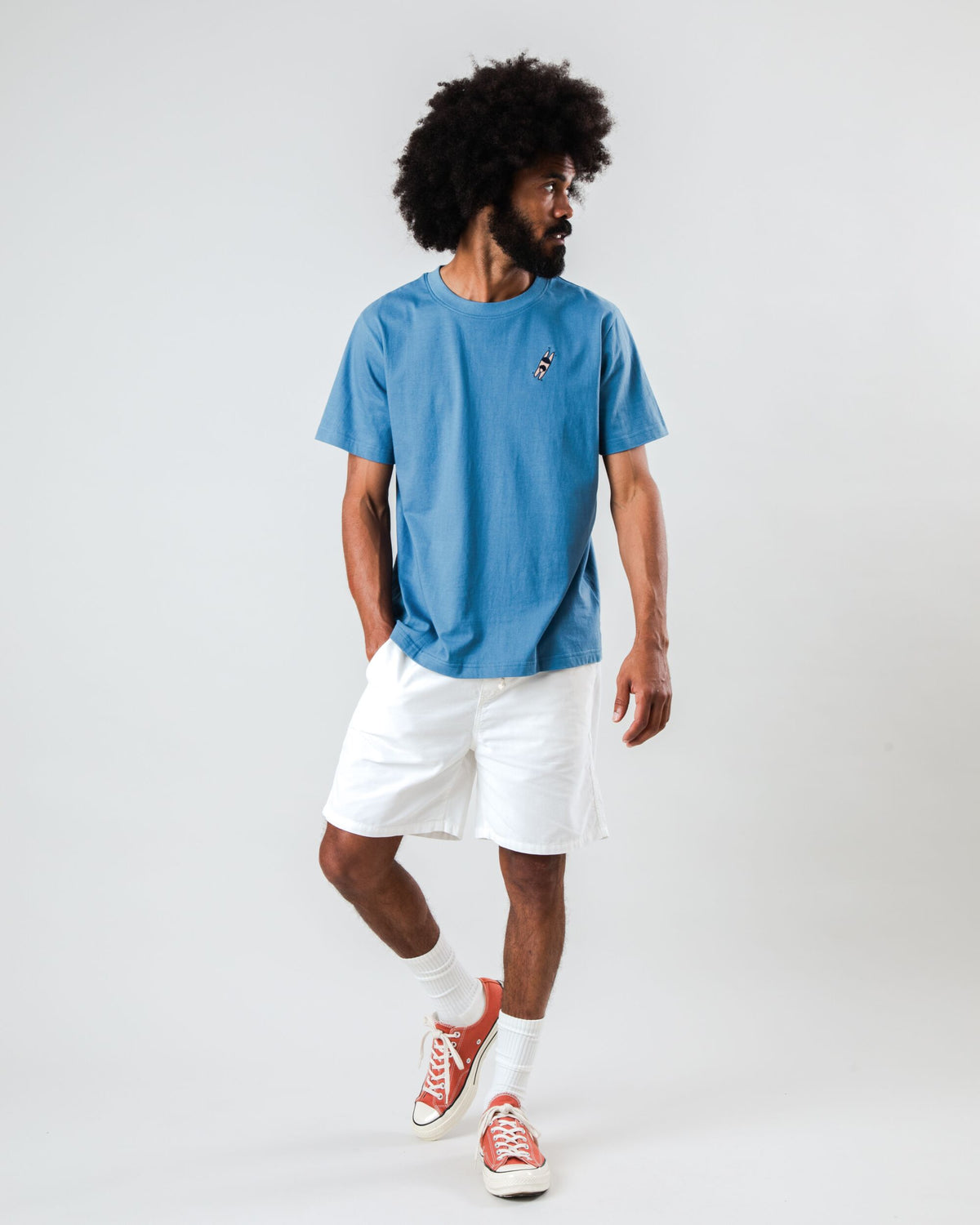 t-shirt en coton bio | bleu "Just swim t-shirt cloud"