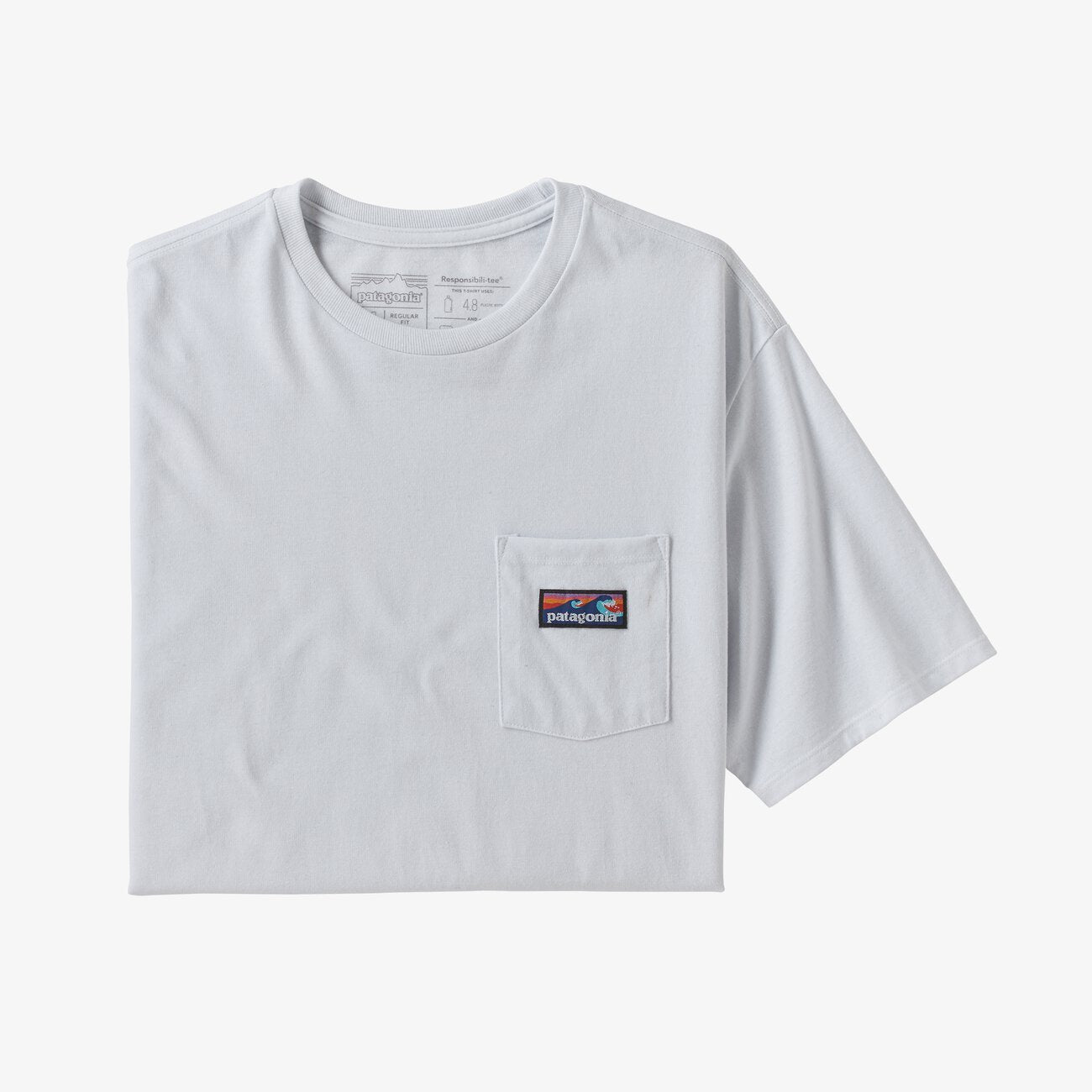 T-shirt blanc avec poche en recyclé - Boardshort label pocket