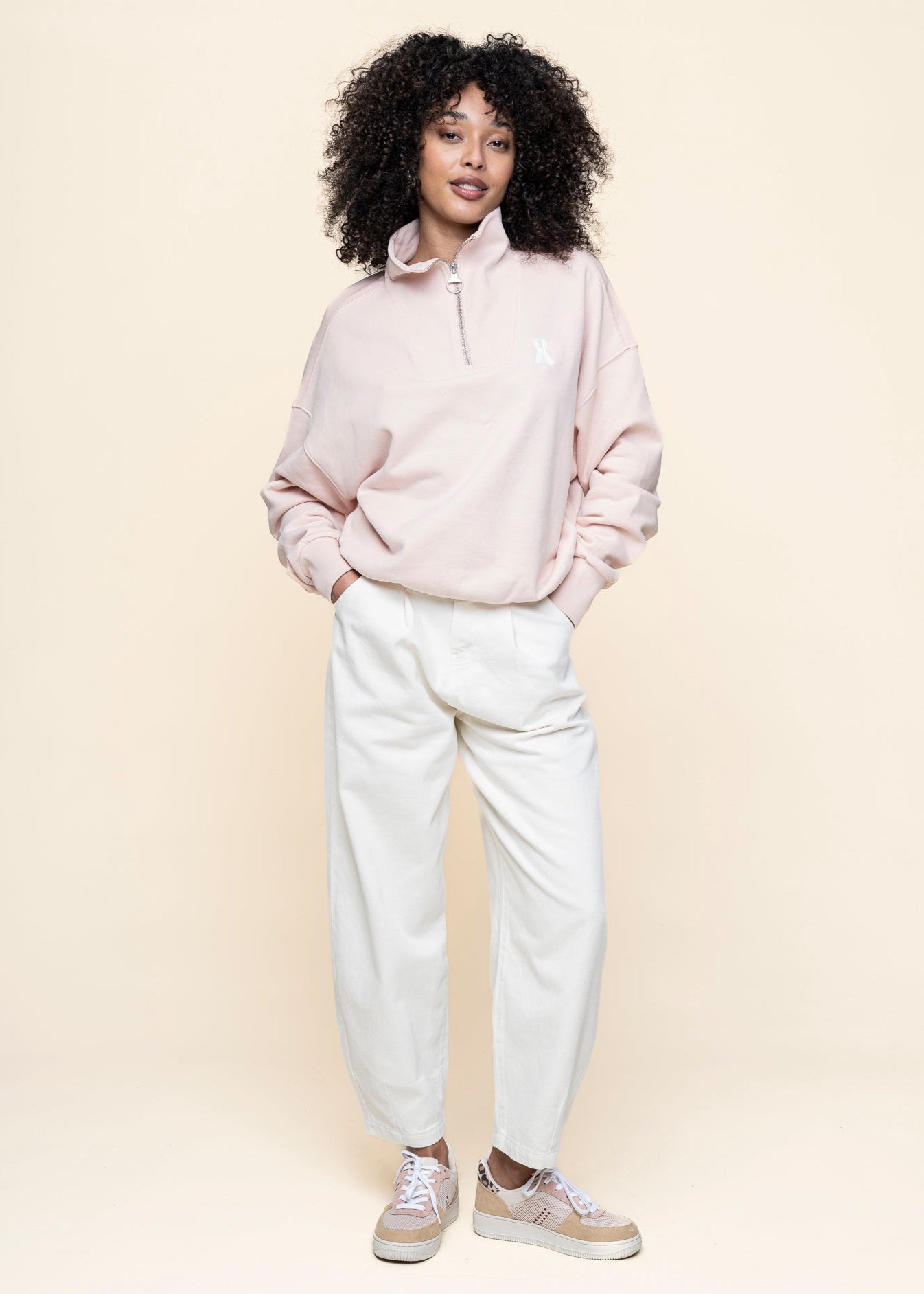Sweat zippé en coton biologique | rose "tarmenaa iconic å - rosalilly"