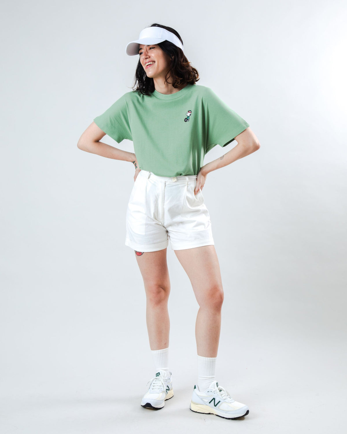 T-shirt en coton biologique | vert "Peanuts the tennis snoopy oversize tee green"