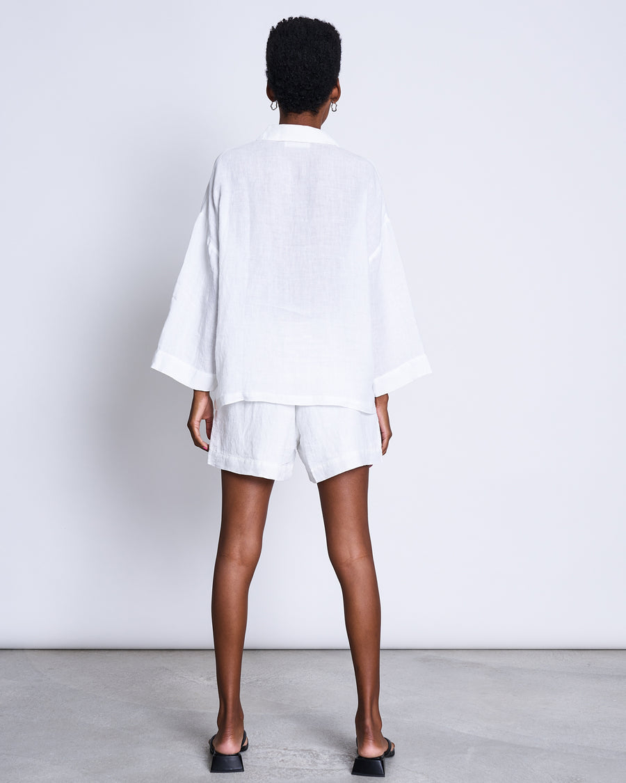 Chemise oversize blanche en lin - linen shirt mons white