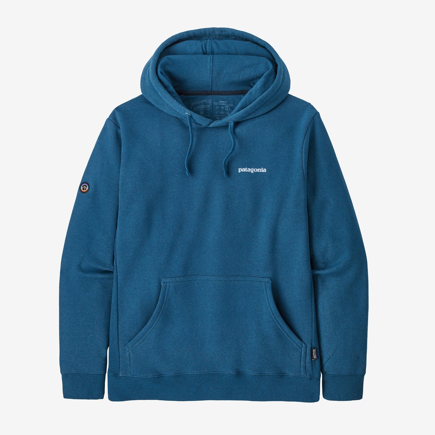 Sweat à capuche en matières recyclées | Bleu "fitz roy icon hoody wavy blue"