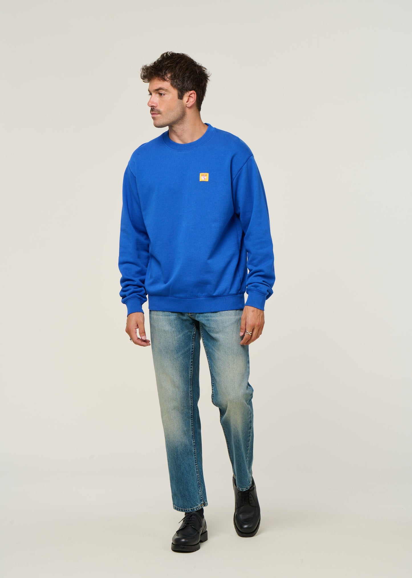 Pull en coton biologique | bleu "noodles label sweatshirt klein blue - klein blue"