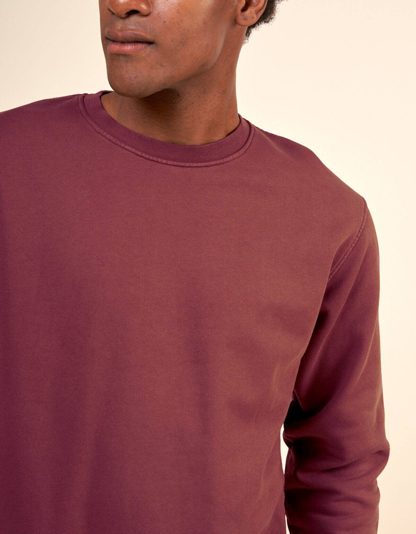Sweat mixte oversize en coton bio | prune "oversized crew dusty plum"