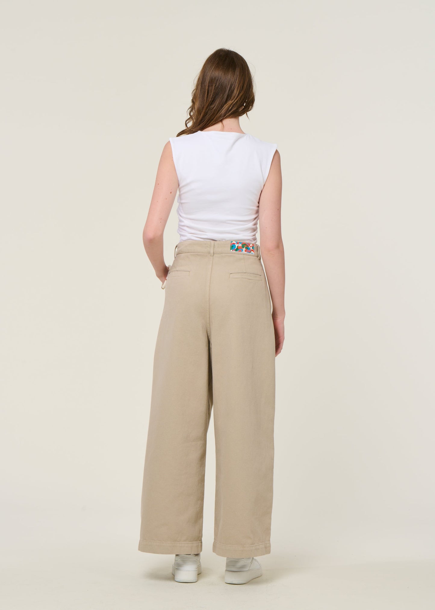 Pantalon ample en coton bio | écru "wide leg pants"