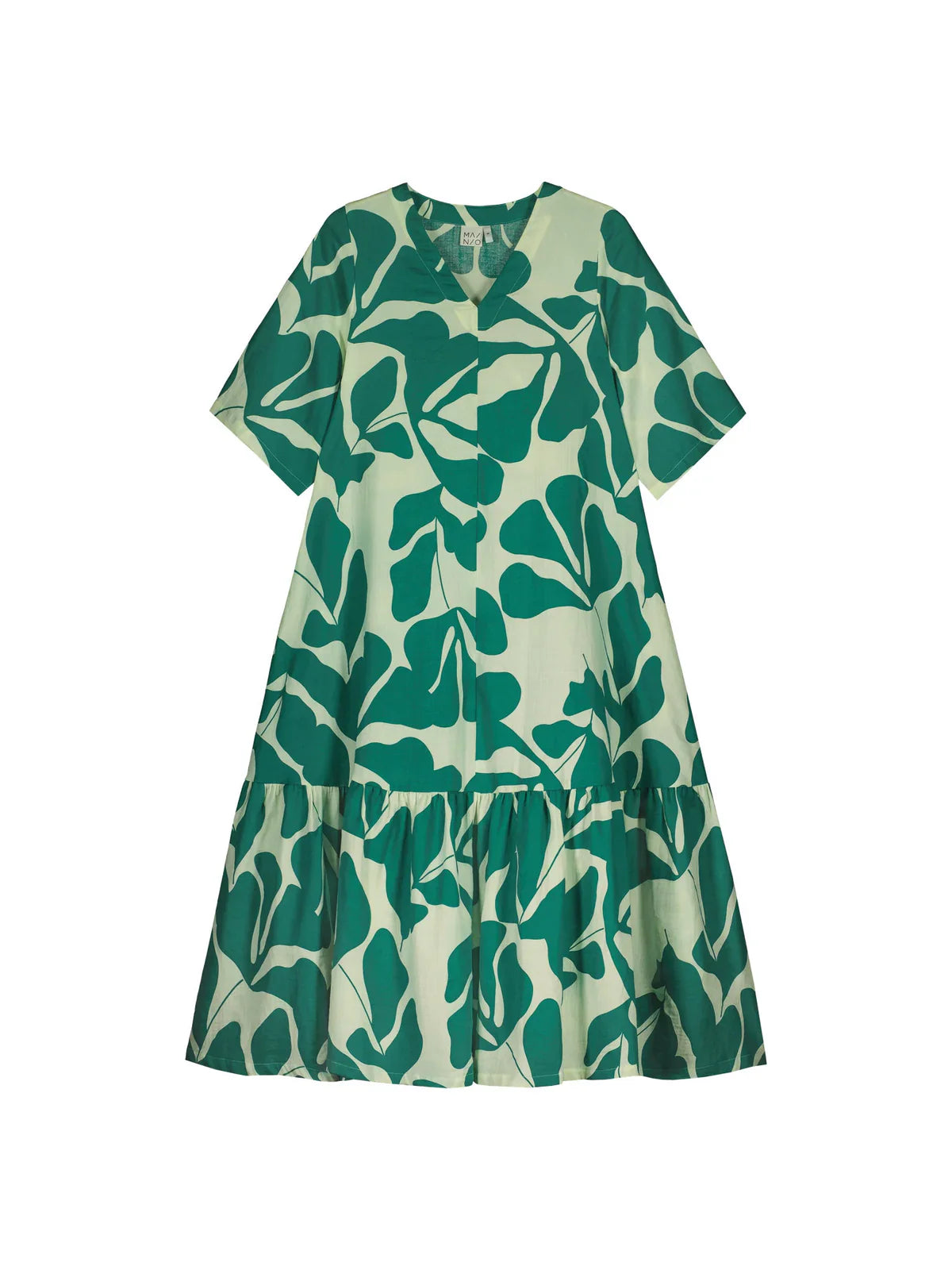 Robe longue en coton bio | Multicolore "greenery dress sylvan green cadmium green"