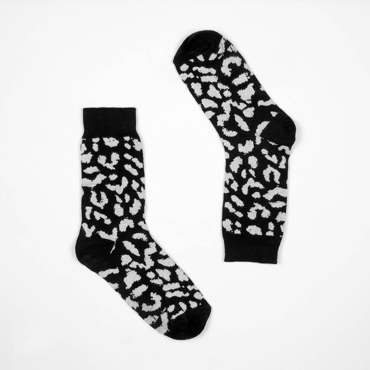 Chaussettes hautes à motifs noir et blanc en coton bio