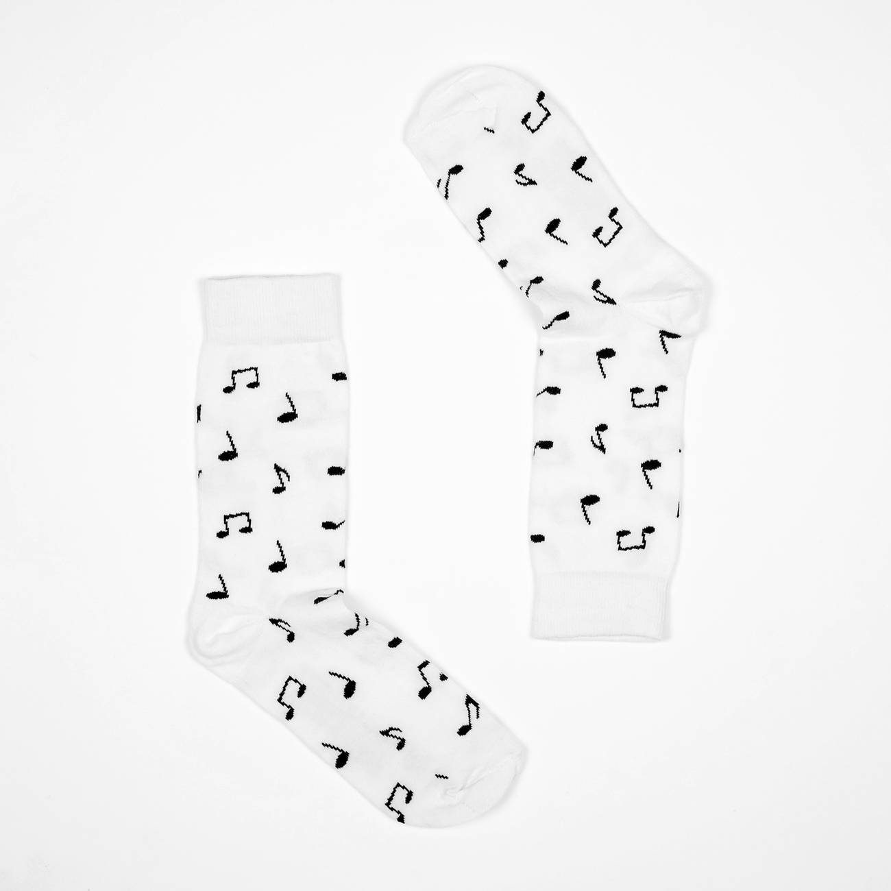 Chaussettes hautes blanches motifs notes en coton bio