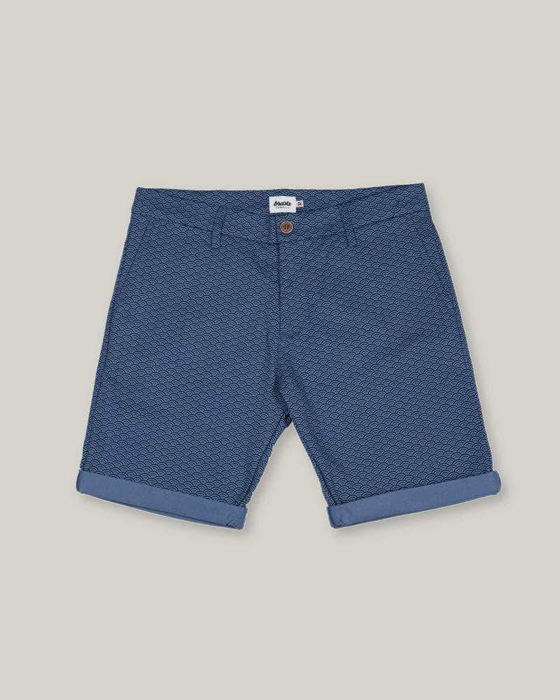 Short marine imprimé en coton bio - Shibuya
