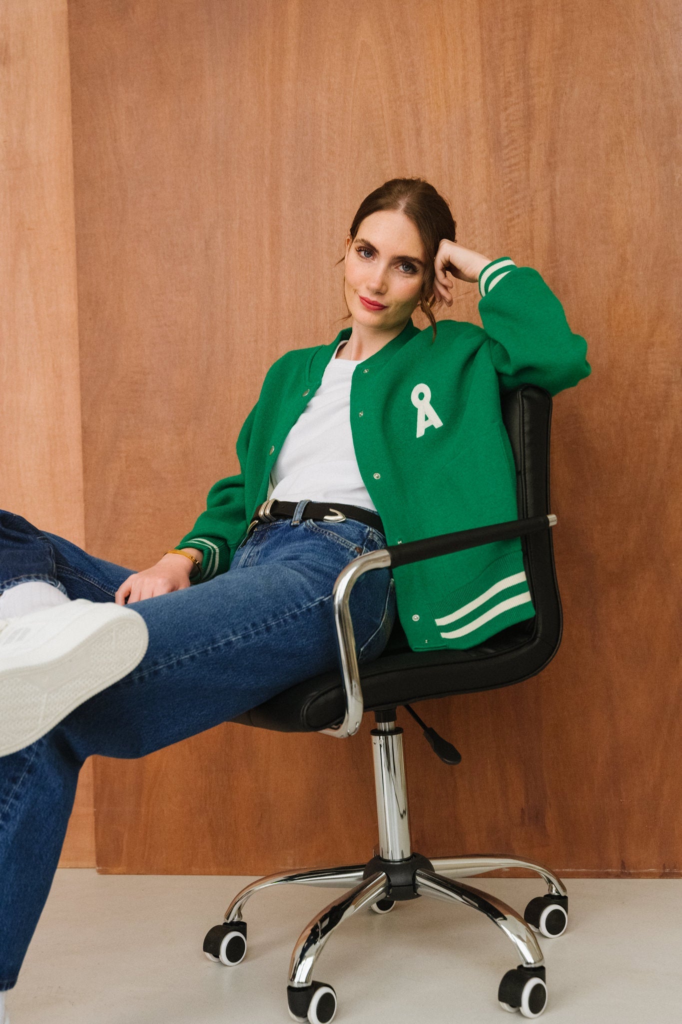 Veste en coton et laine bio | vert "iconic å aalison - emerald green-oatmilk"