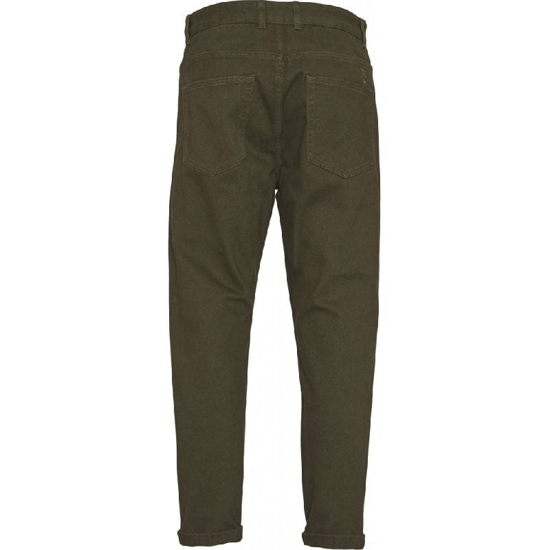 Pantalon droit en twill épais vert forêt en coton bio - BOB