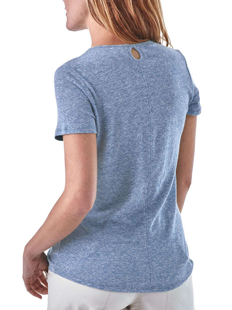 T-shirt bleu en lin et polyester recyclé - Mount airy scoop