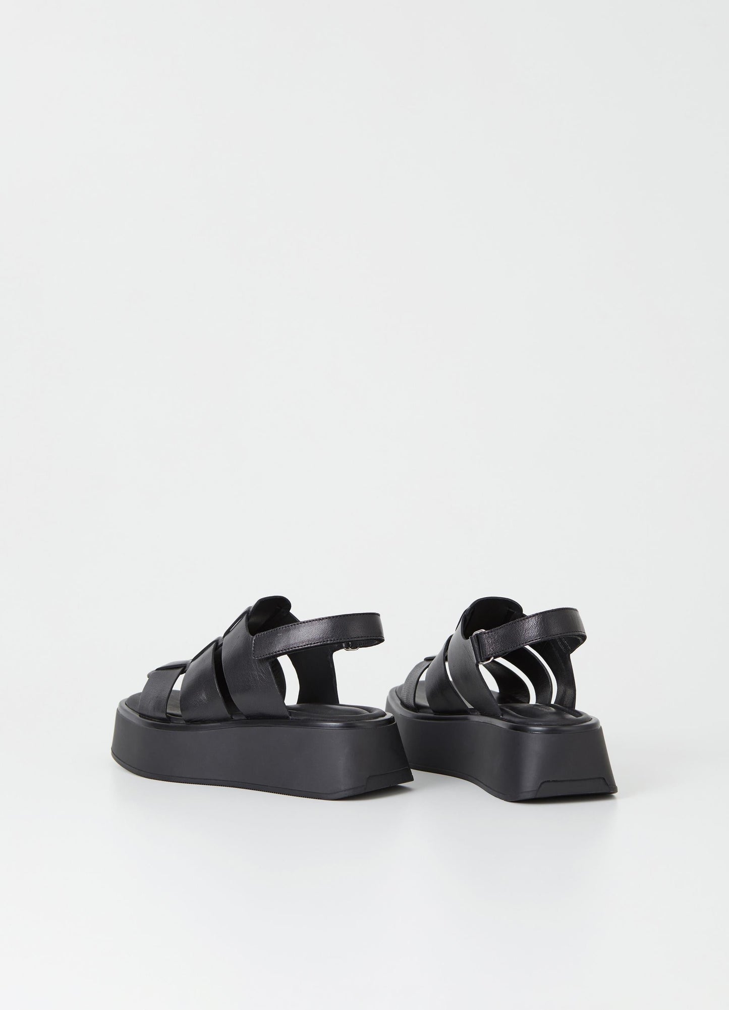 Sandales plateforme noires en cuir certifié - courtney